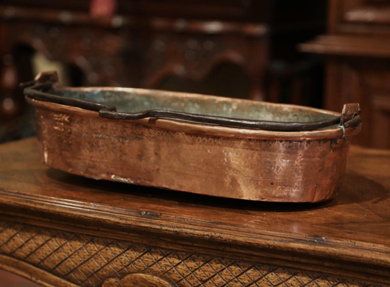18th Century French Polished Oval Copper and Iron Poissonniere Fish