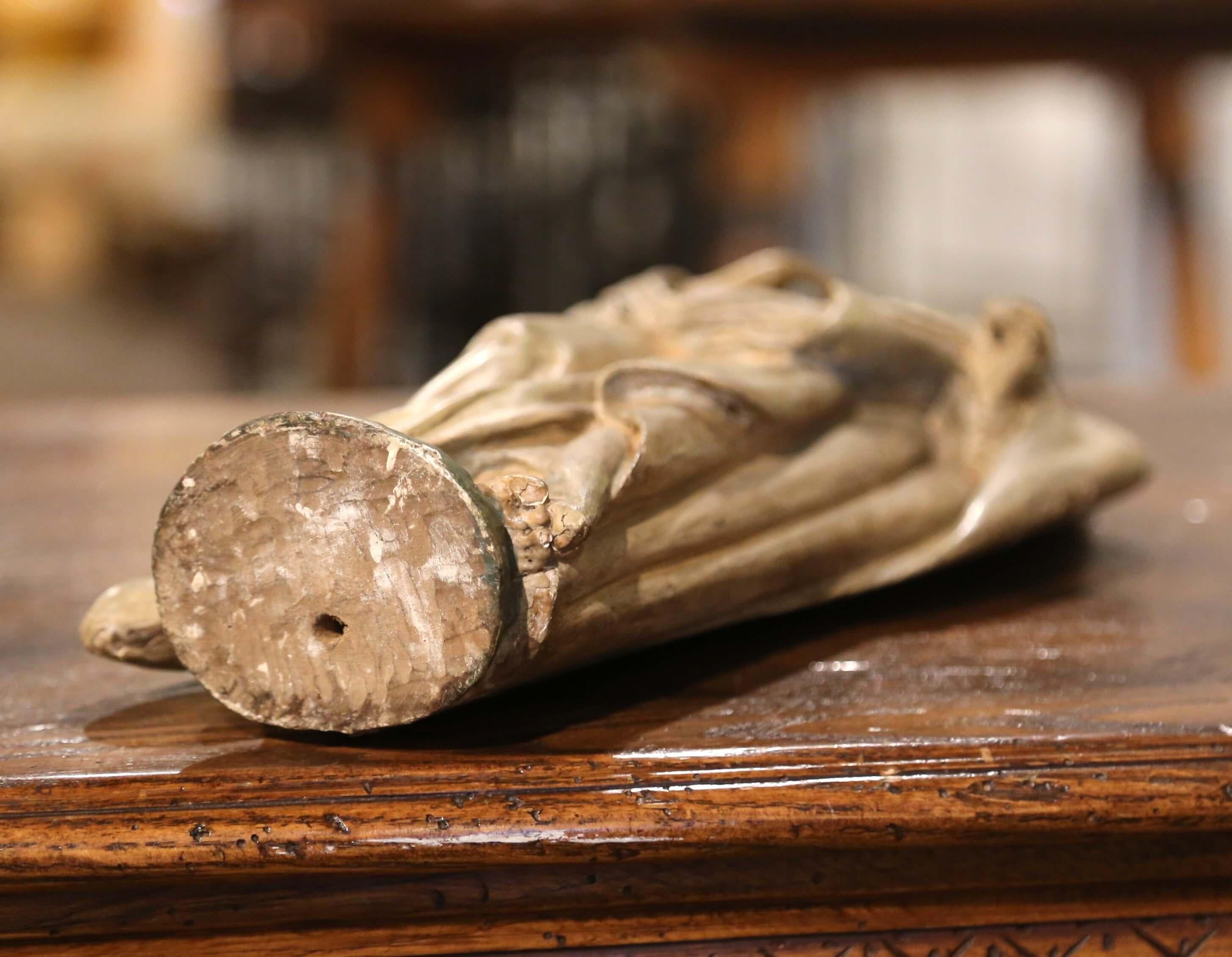 18. Jahrhundert Französisch Polychromie geschnitzt Moses Figur in gotischen Eiche Nische im Angebot 5