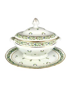 18th Century French Porcelain Soup Tureen and Stand Clignancourt Royal Patronage