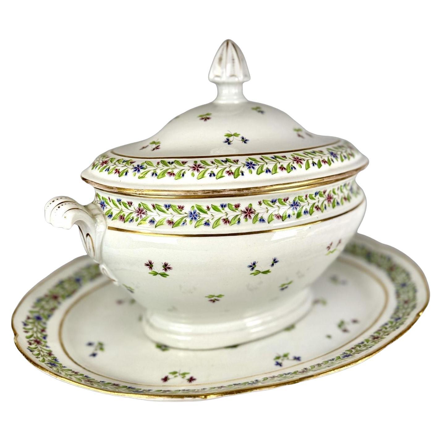 Large Antique French Porcelain Soup Tureen & Stand With Royal Patronage