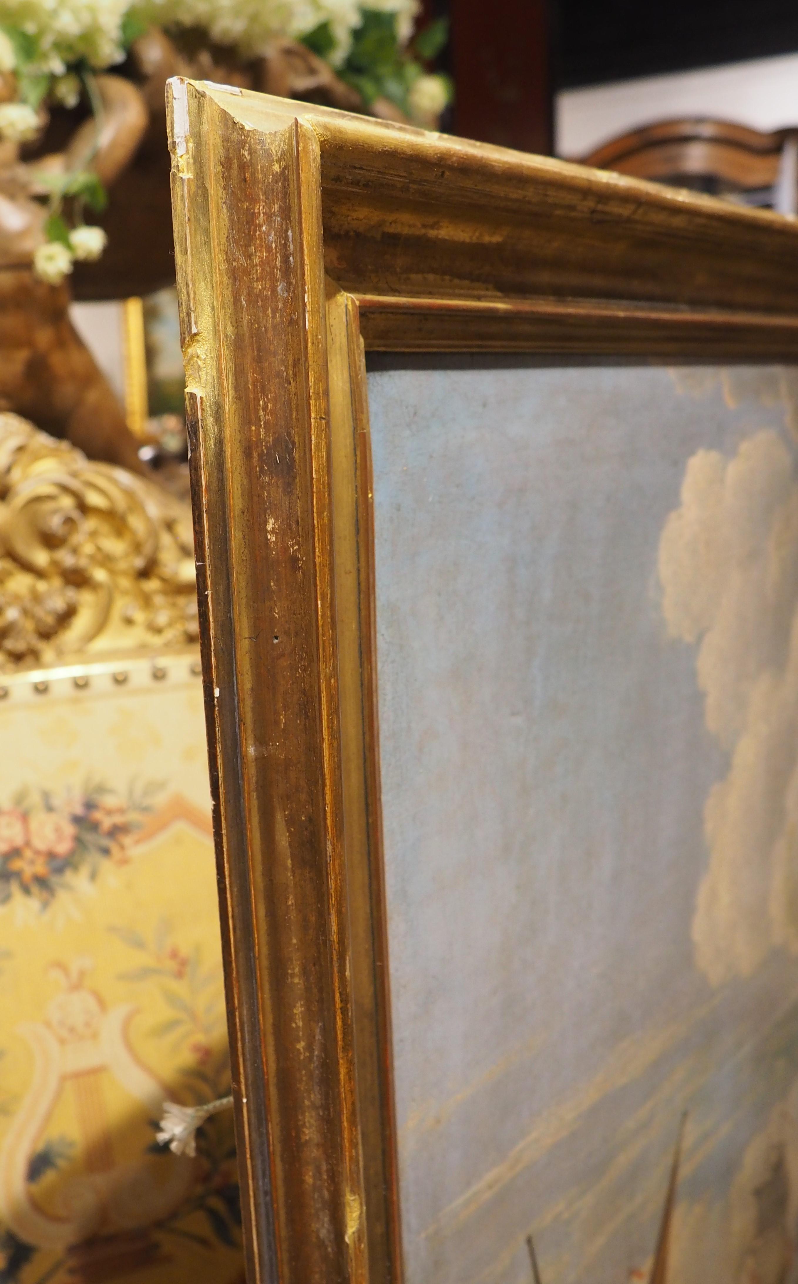 Fino al XVIII secolo Pittura ad olio con scena portuale francese del XVIII secolo proveniente dalla Provenza in vendita