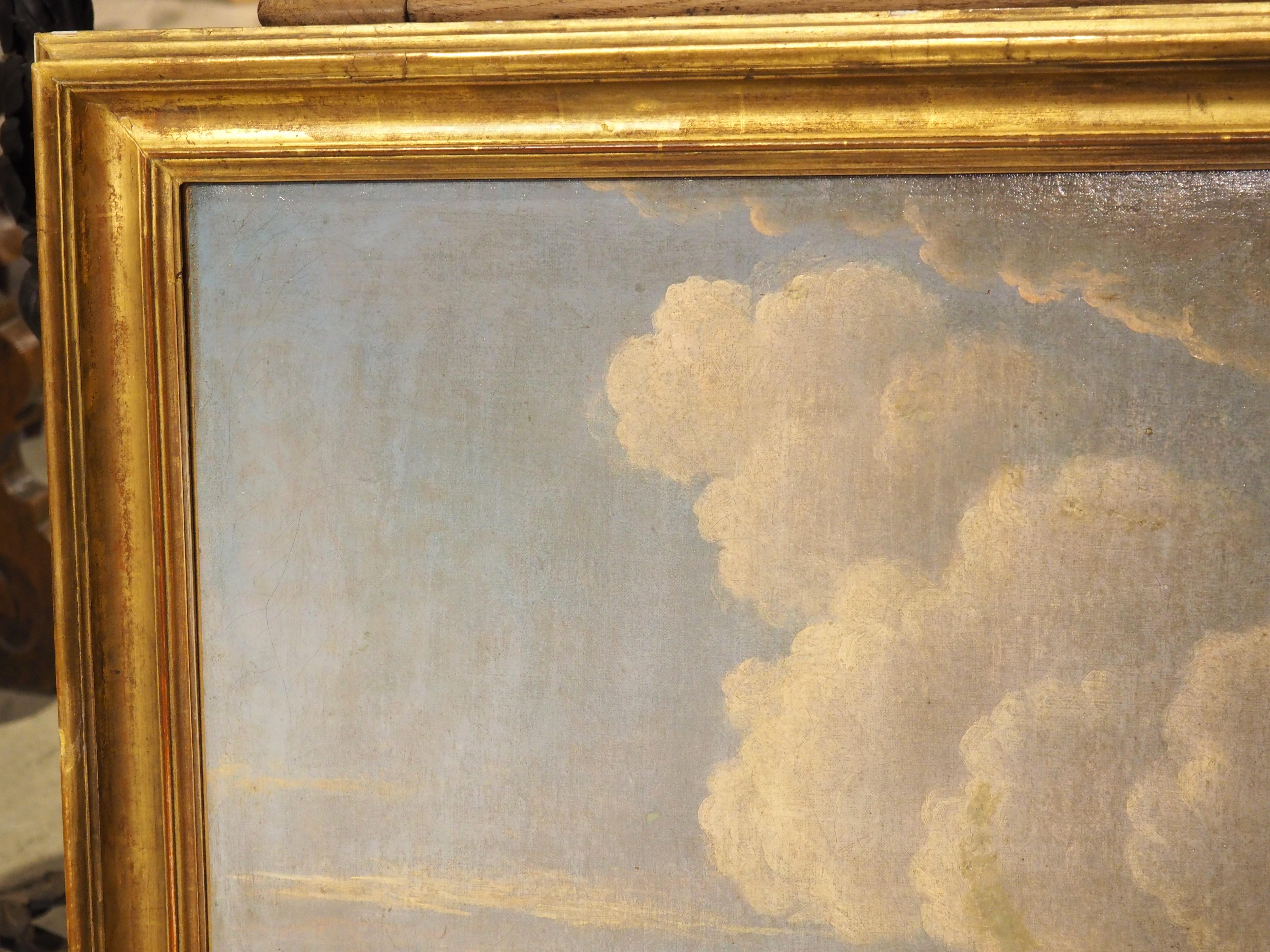 Pittura ad olio con scena portuale francese del XVIII secolo proveniente dalla Provenza in vendita 1