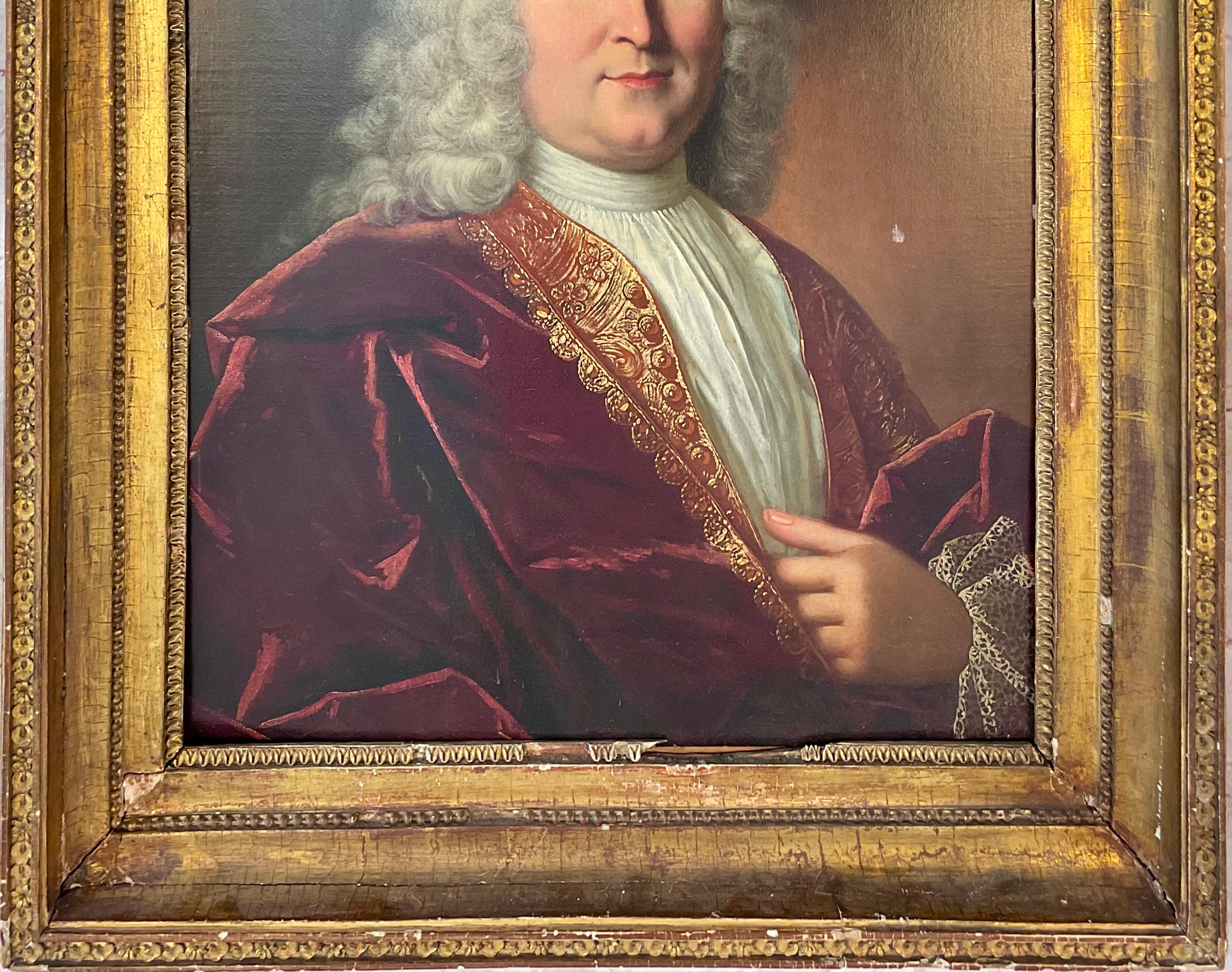 Französisches Porträt eines Adligen aus dem 18. Jahrhundert in einem Rahmen aus Giltwood (Louis XVI.) im Angebot