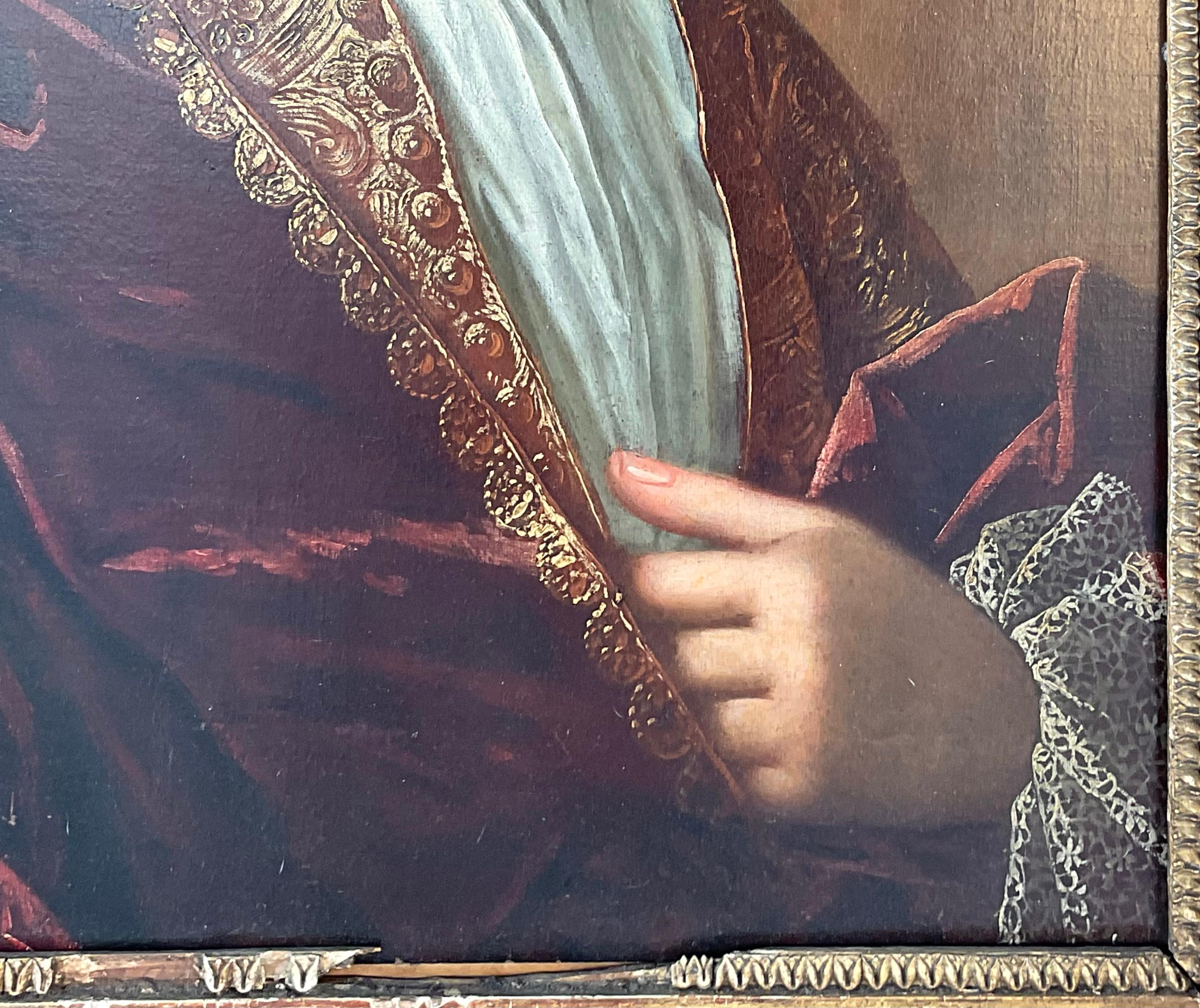 Französisches Porträt eines Adligen aus dem 18. Jahrhundert in einem Rahmen aus Giltwood (18. Jahrhundert und früher) im Angebot