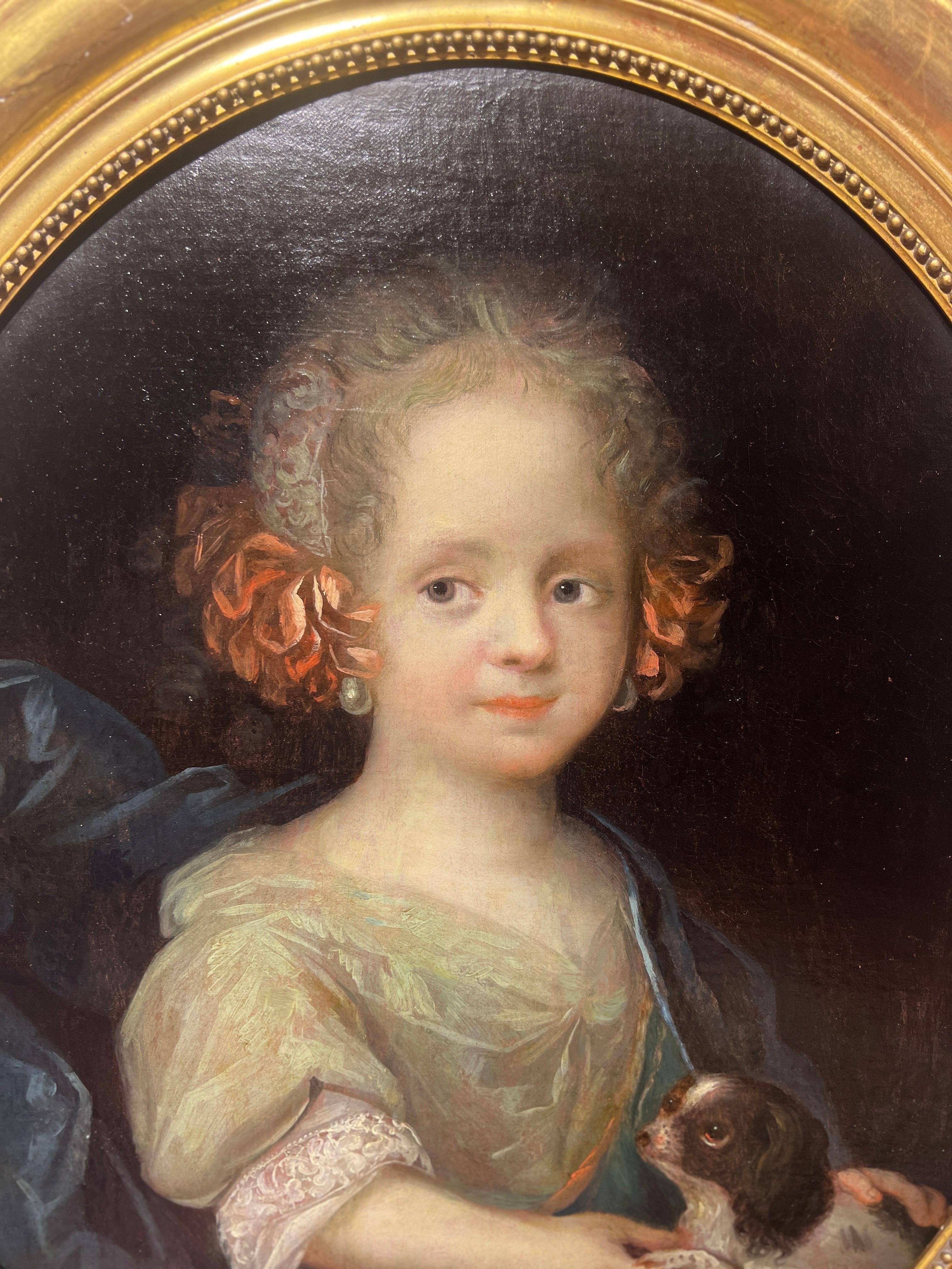 18th Century French Portrait of a Young Girl & Dog Attributed to Vigée Le Brun For Sale 2