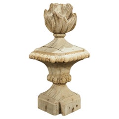 18th Century French Pot Feu Finial in Carved Oak