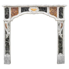 18th Century French Provençal Carrara Brocatelle & Verde Marble Chimneypiece