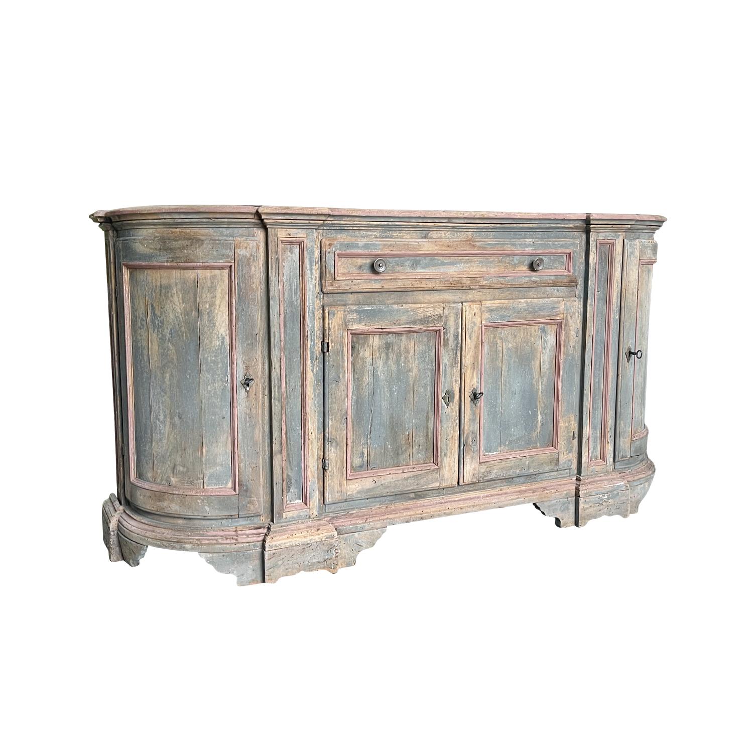 Armario de madera de pino provenzal francés del siglo XVIII - Aparador Demi-Lune antiguo Francés en venta