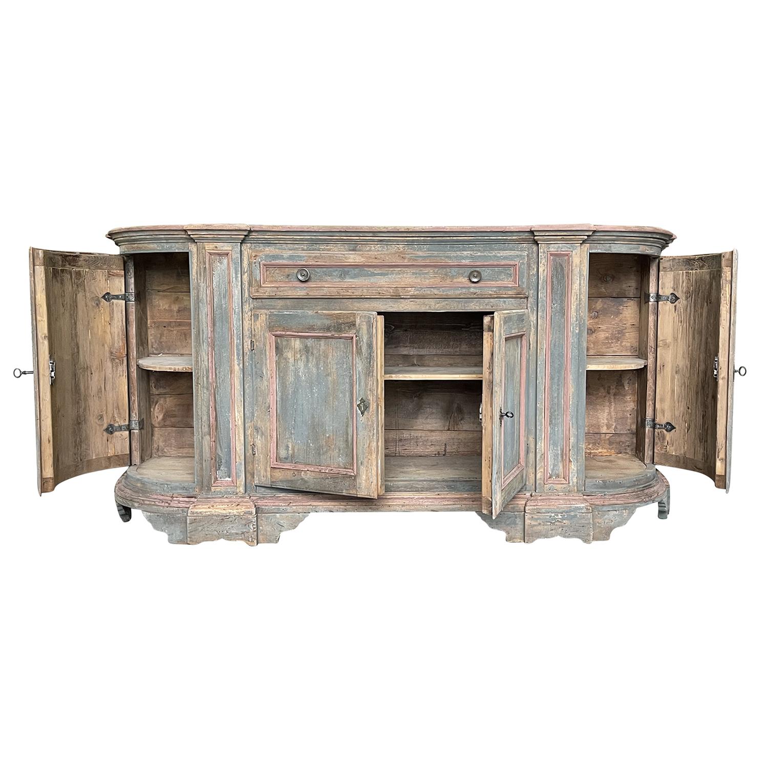 Armario de madera de pino provenzal francés del siglo XVIII - Aparador Demi-Lune antiguo en venta 1