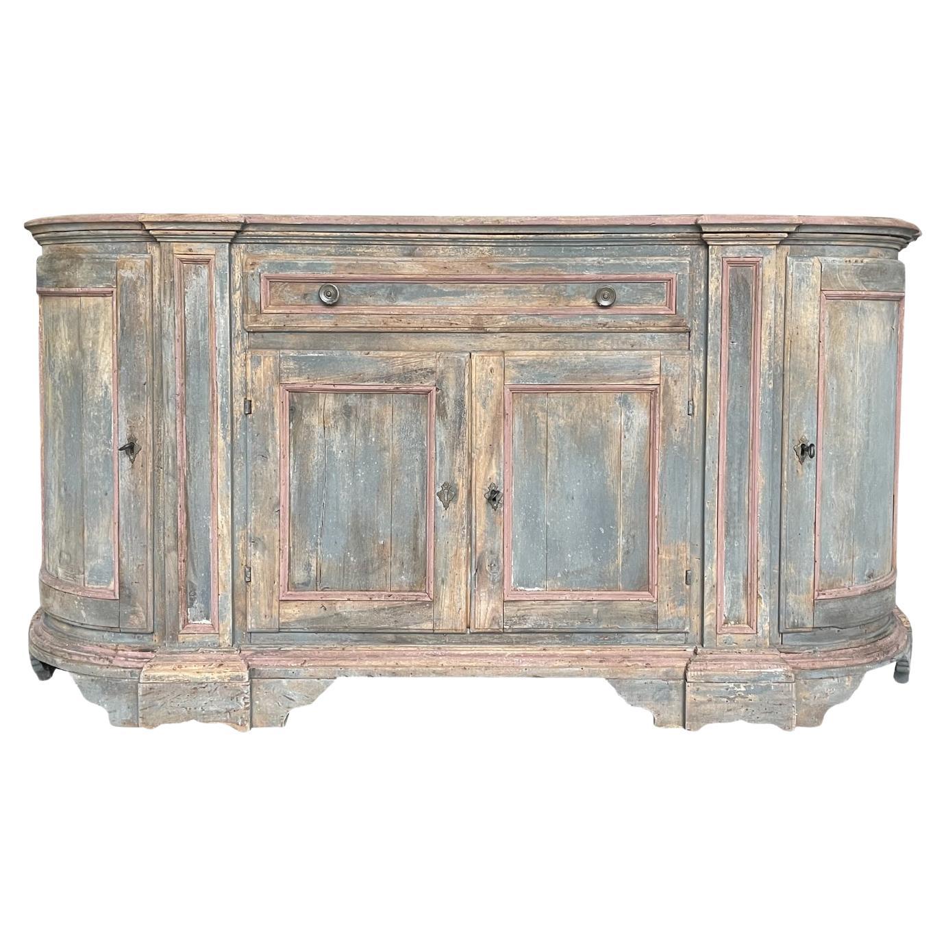 Armario de madera de pino provenzal francés del siglo XVIII - Aparador Demi-Lune antiguo en venta