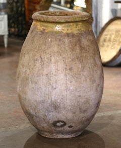 Pot à huile d'olivier provençal français du 18ème siècle en terre cuite de Biot