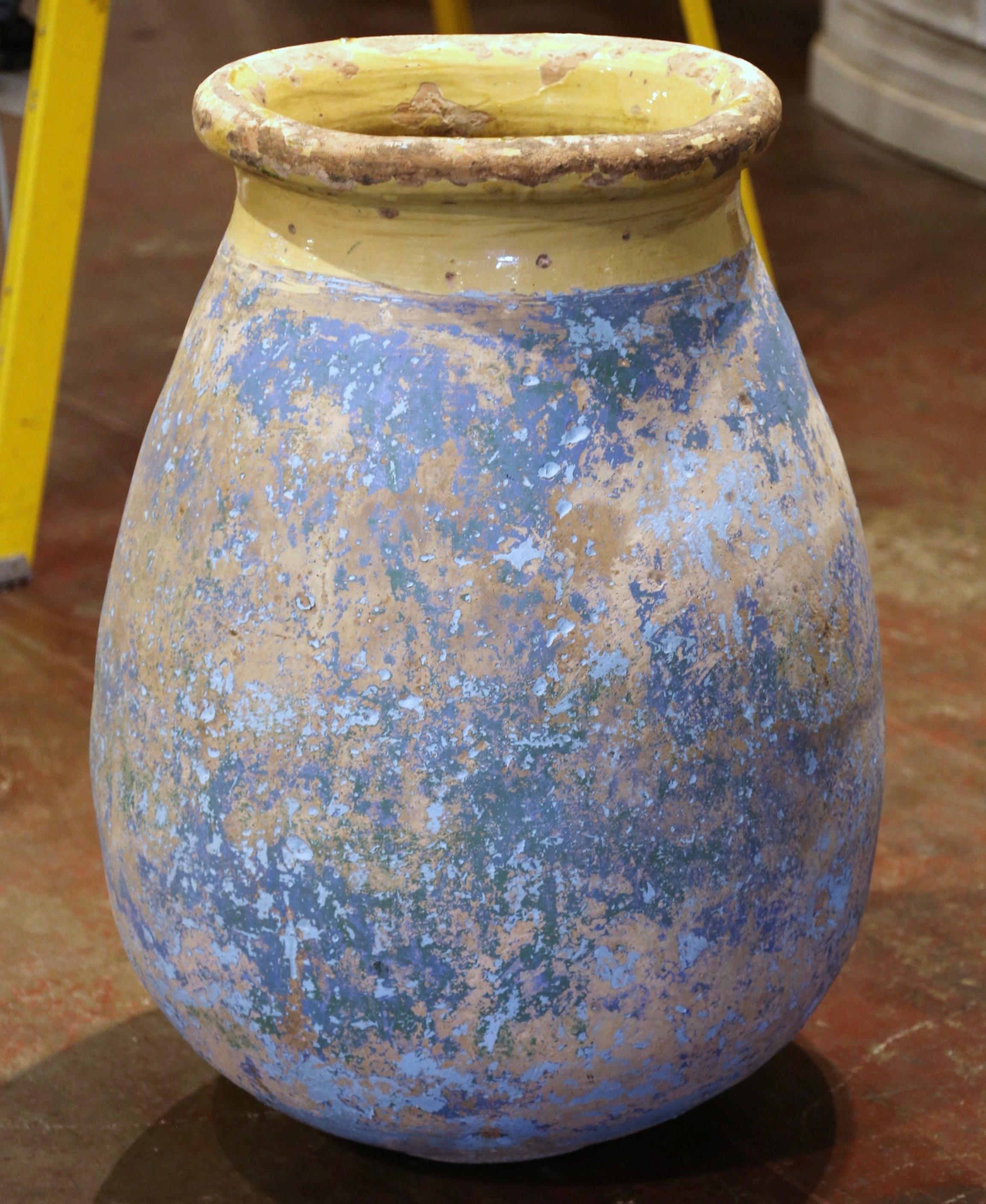 Earthenware 18th Century French Provencal Terracotta Olive Oil Jar from Biot  For Sale
