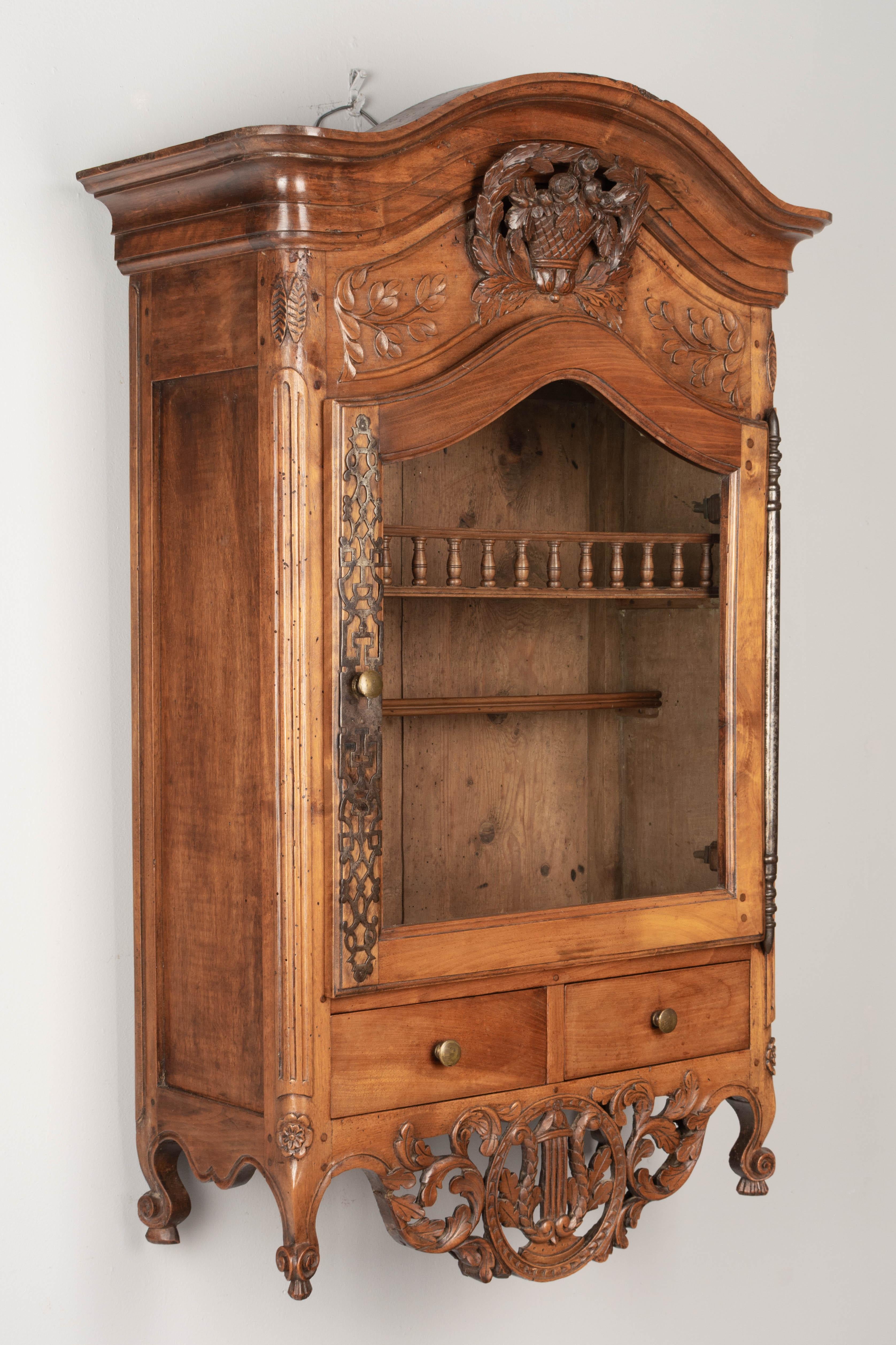 Louis XV 18th Century French Provencal Verrio or Wall Cabinet For Sale