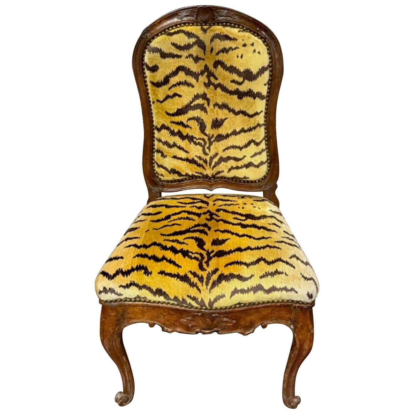 18th Century French Provencial Carved Walnut Side Chair For Sale