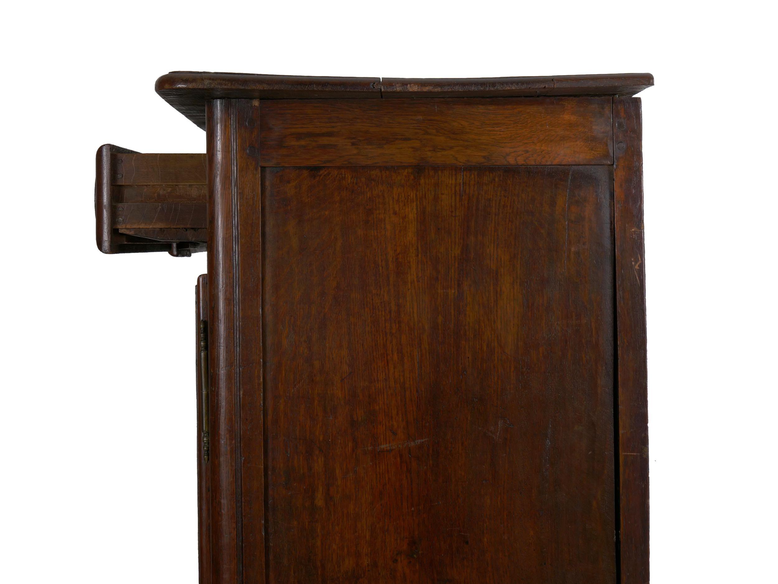 18th Century French Provincial Antique Oak Server Cabinet Console 6
