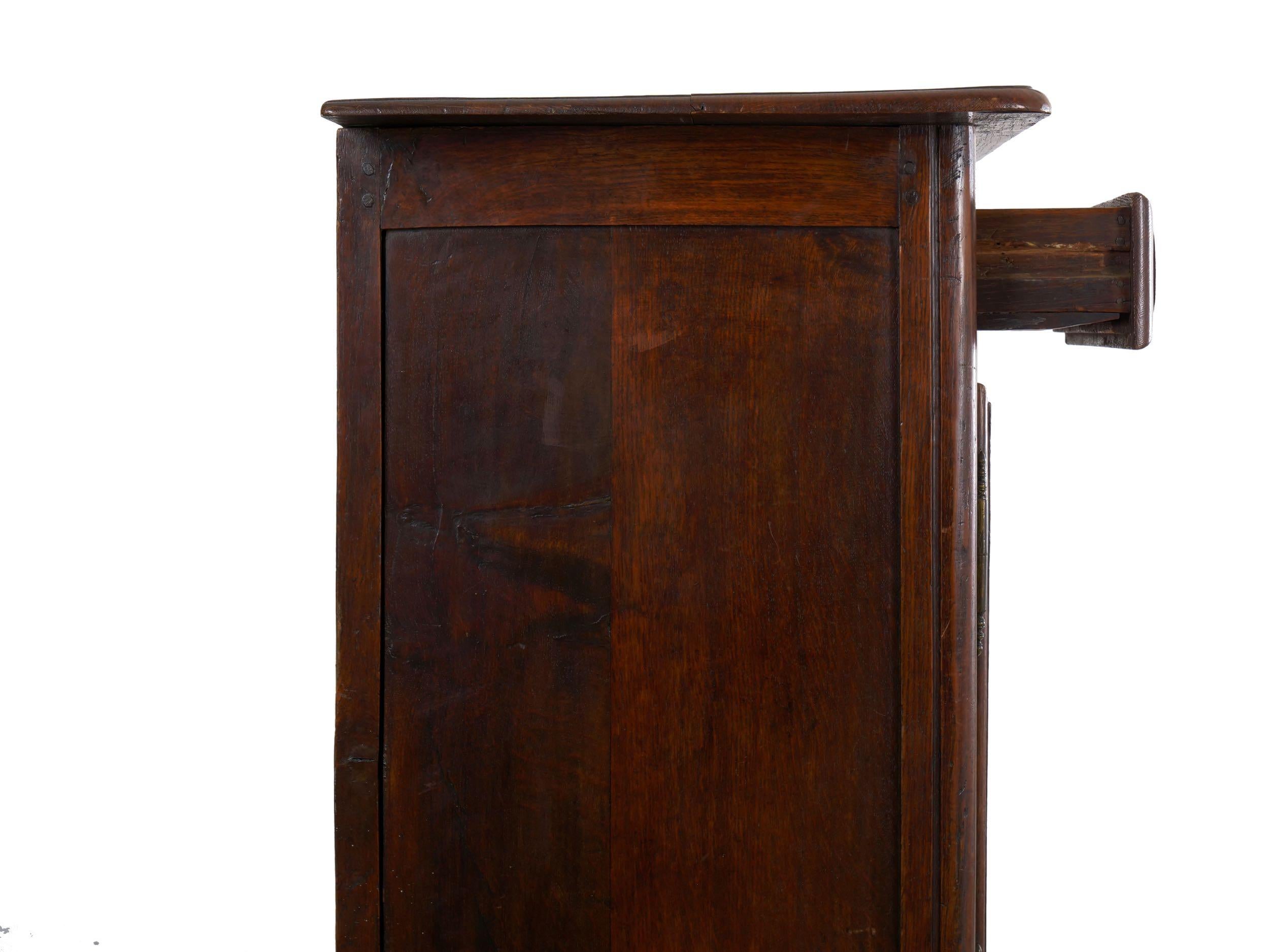 18th Century French Provincial Antique Oak Server Cabinet Console 8