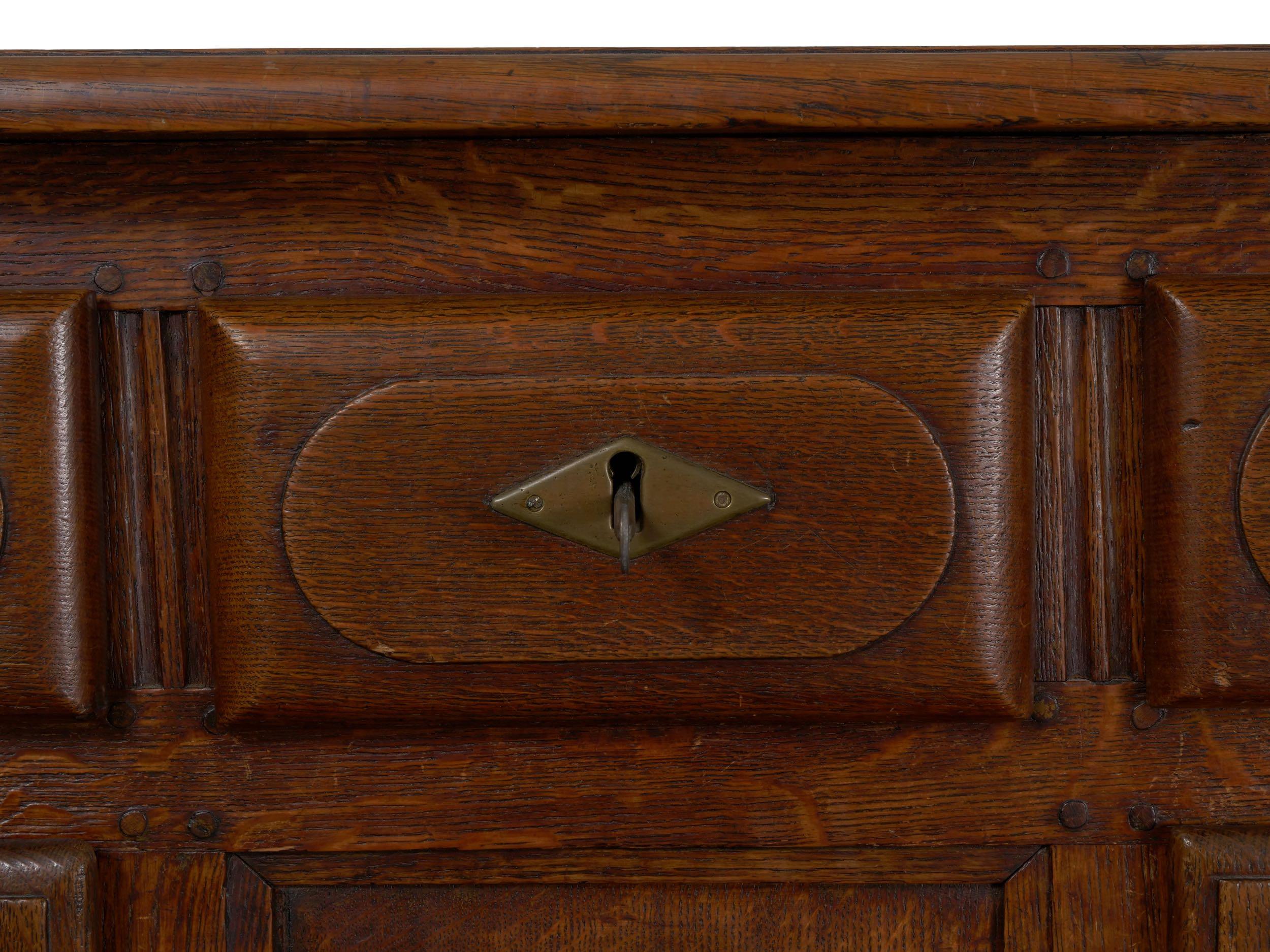18th Century French Provincial Antique Oak Server Cabinet Console 10