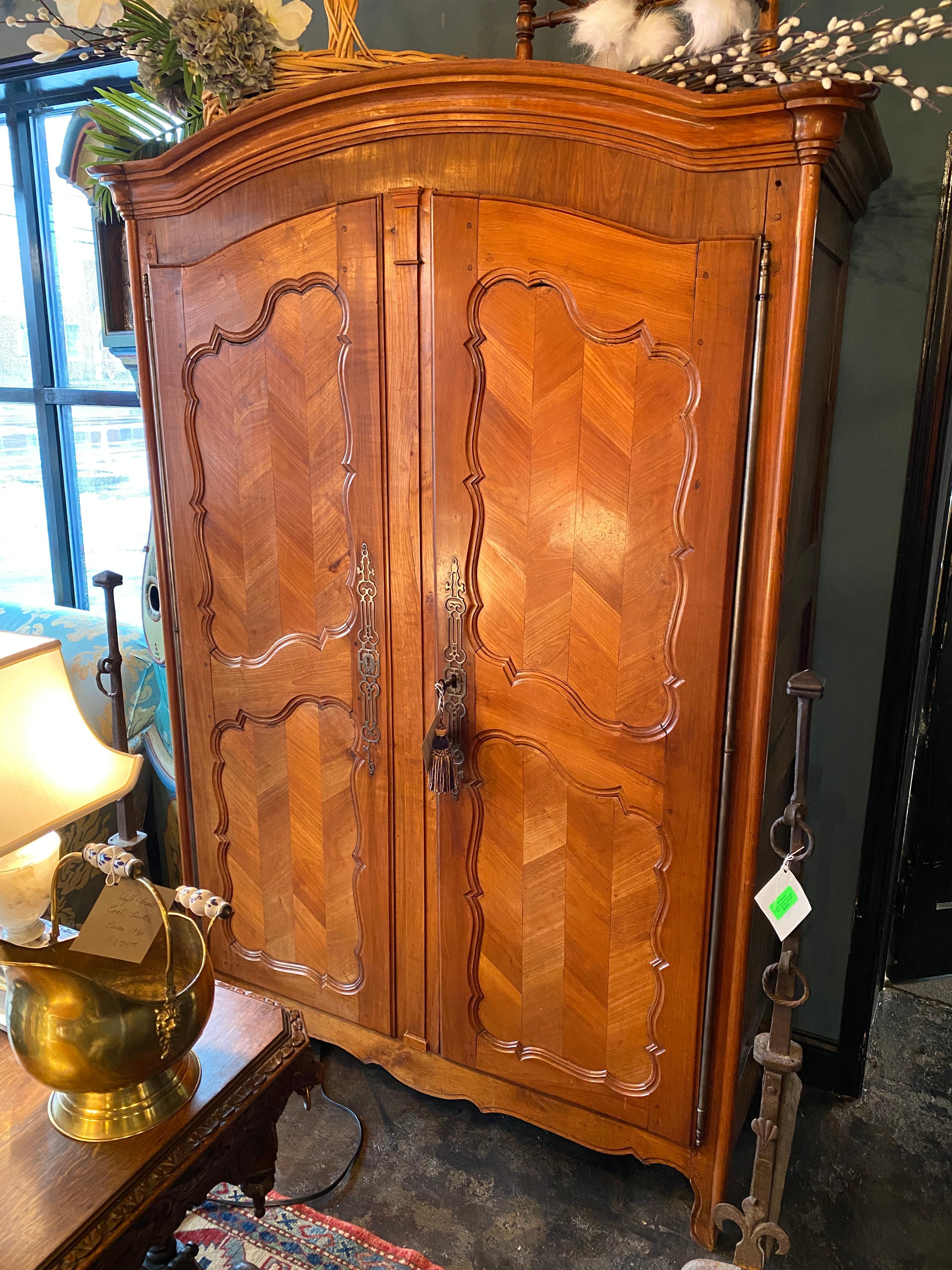 Hand-Crafted 18th Century French Provincial Armoire in Cherrywood