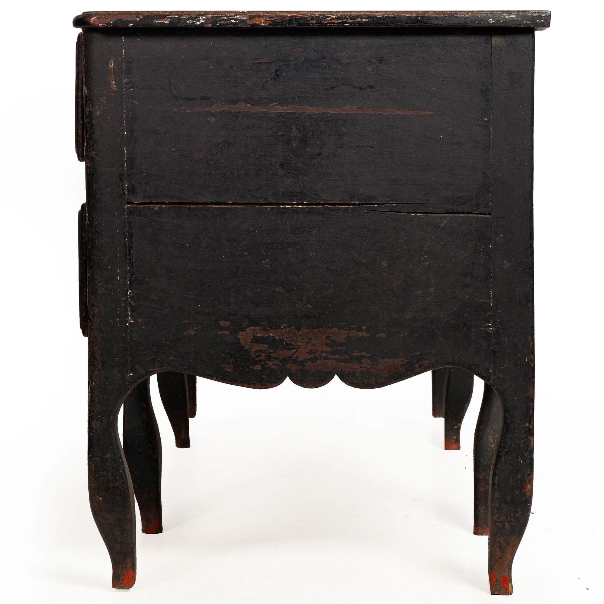18th Century French Provincial Black Painted “Mazarin” Pedestal Desk In Good Condition For Sale In Shippensburg, PA