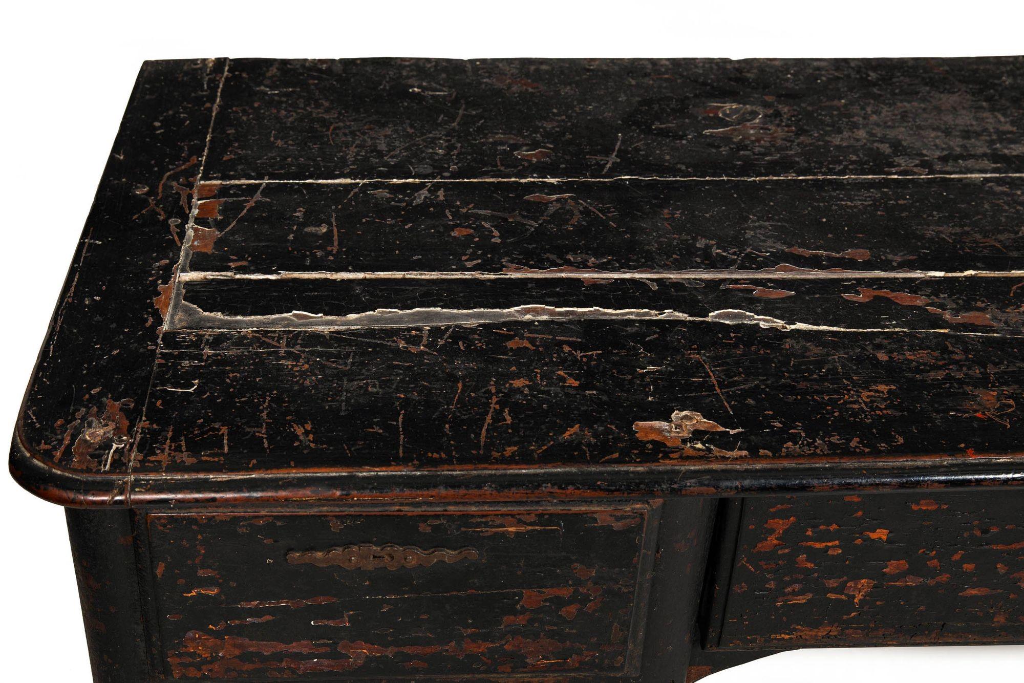 18th Century French Provincial Black Painted “Mazarin” Pedestal Desk For Sale 1