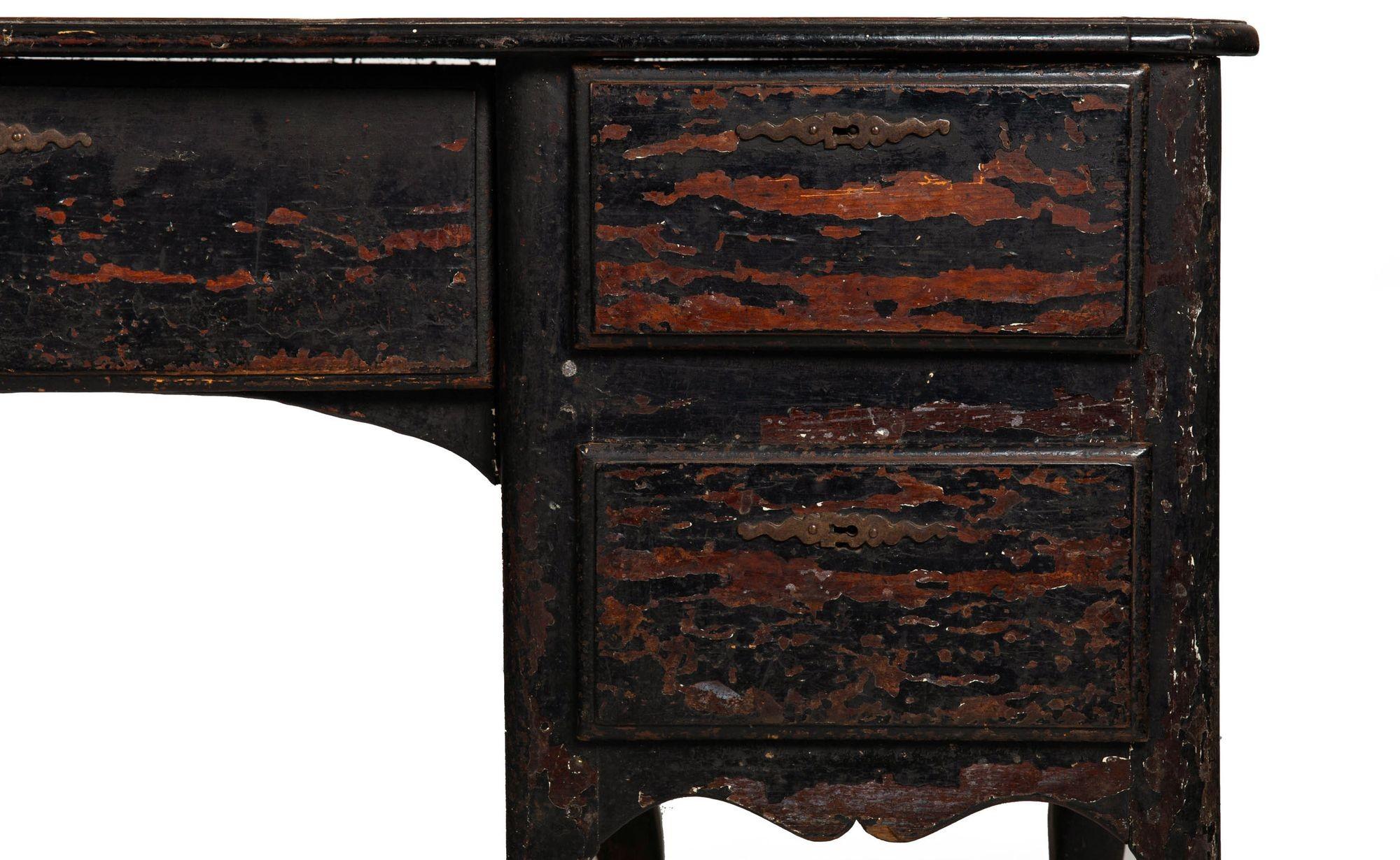 18th Century French Provincial Black Painted “Mazarin” Pedestal Desk For Sale 4