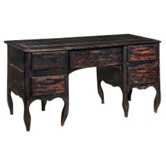 Used 18th Century French Provincial Black Painted “Mazarin” Pedestal Desk