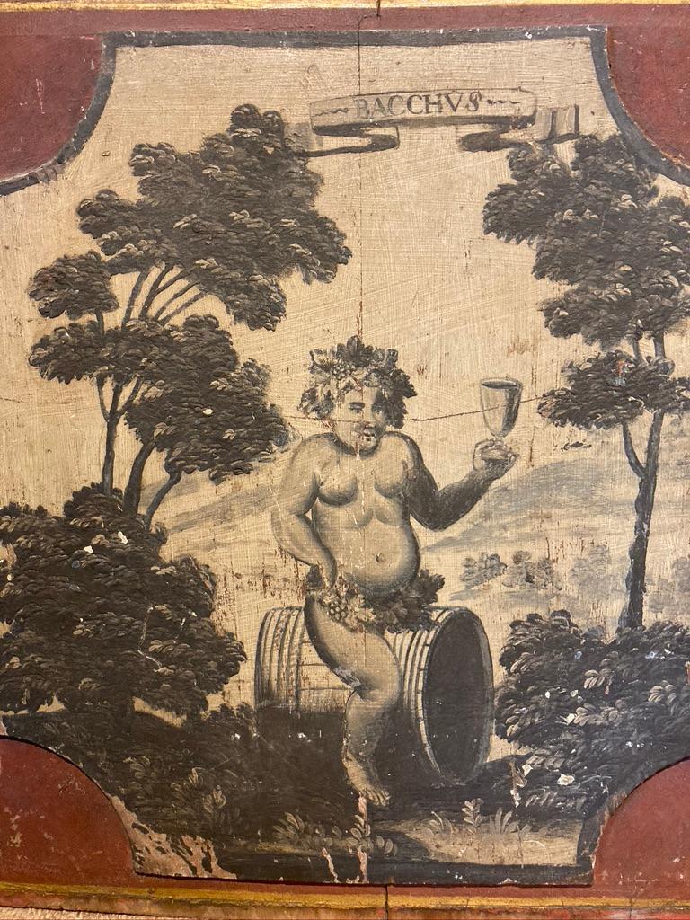 Hand-Painted 18th Century French Provincial Boiserie Panel Painting of Bacchus