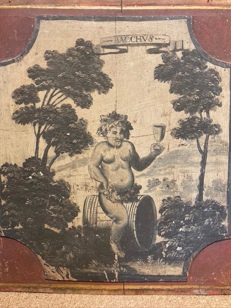 Wood 18th Century French Provincial Boiserie Panel Painting of Bacchus