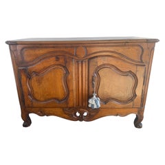 18th Century French Provincial Buffet, Solid Walnut, Louis XV Style