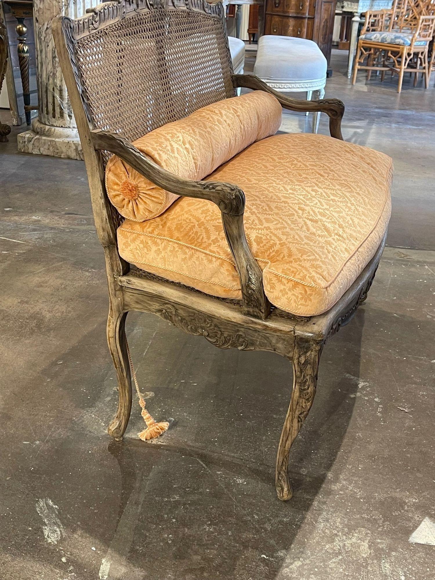 18th Century French Provincial Carved and Bleached Walnut Settee 2