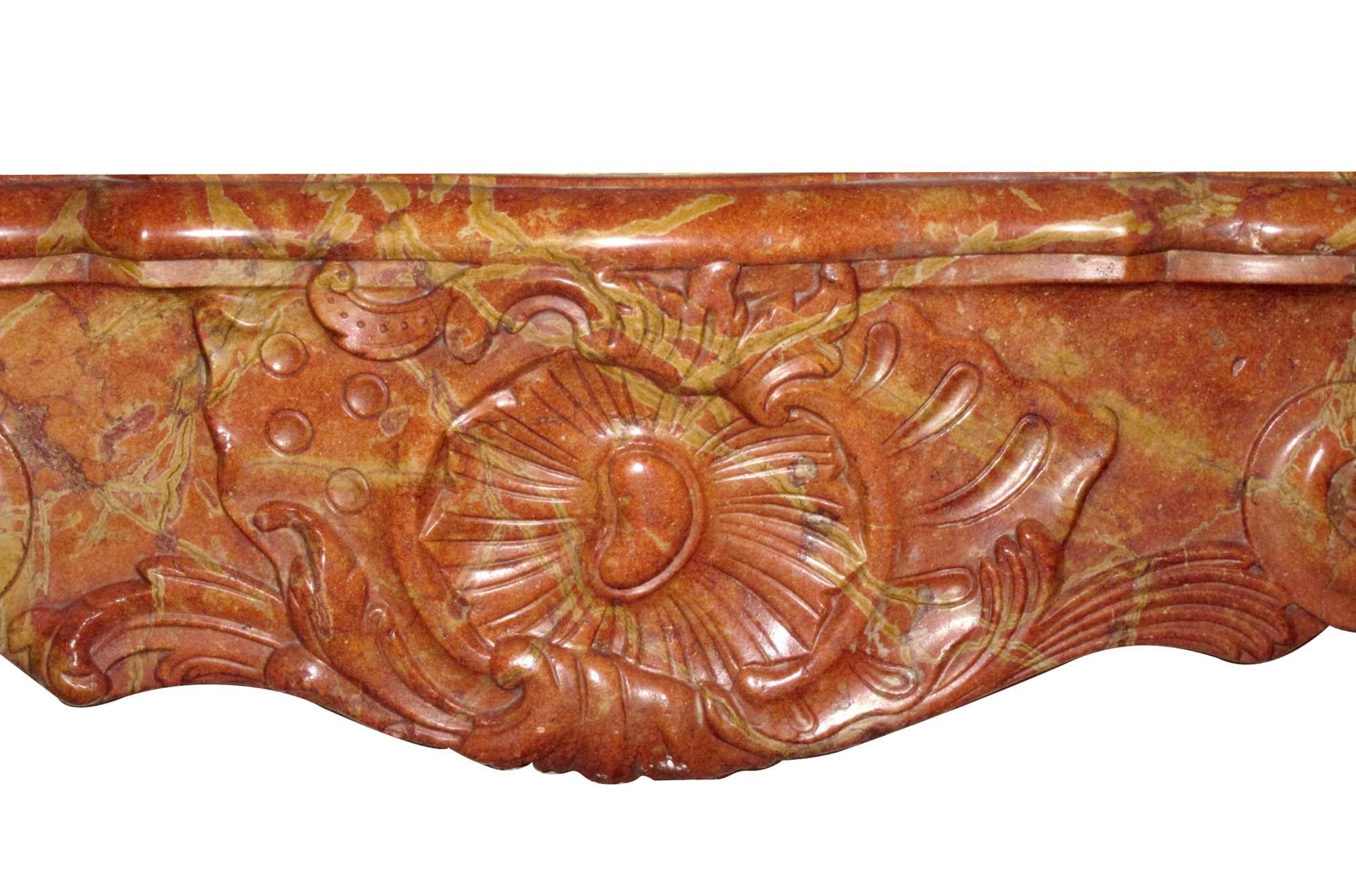 18th Century French Provincial Carved Stone Mantel w/ Elegant Design In Good Condition In New York, NY