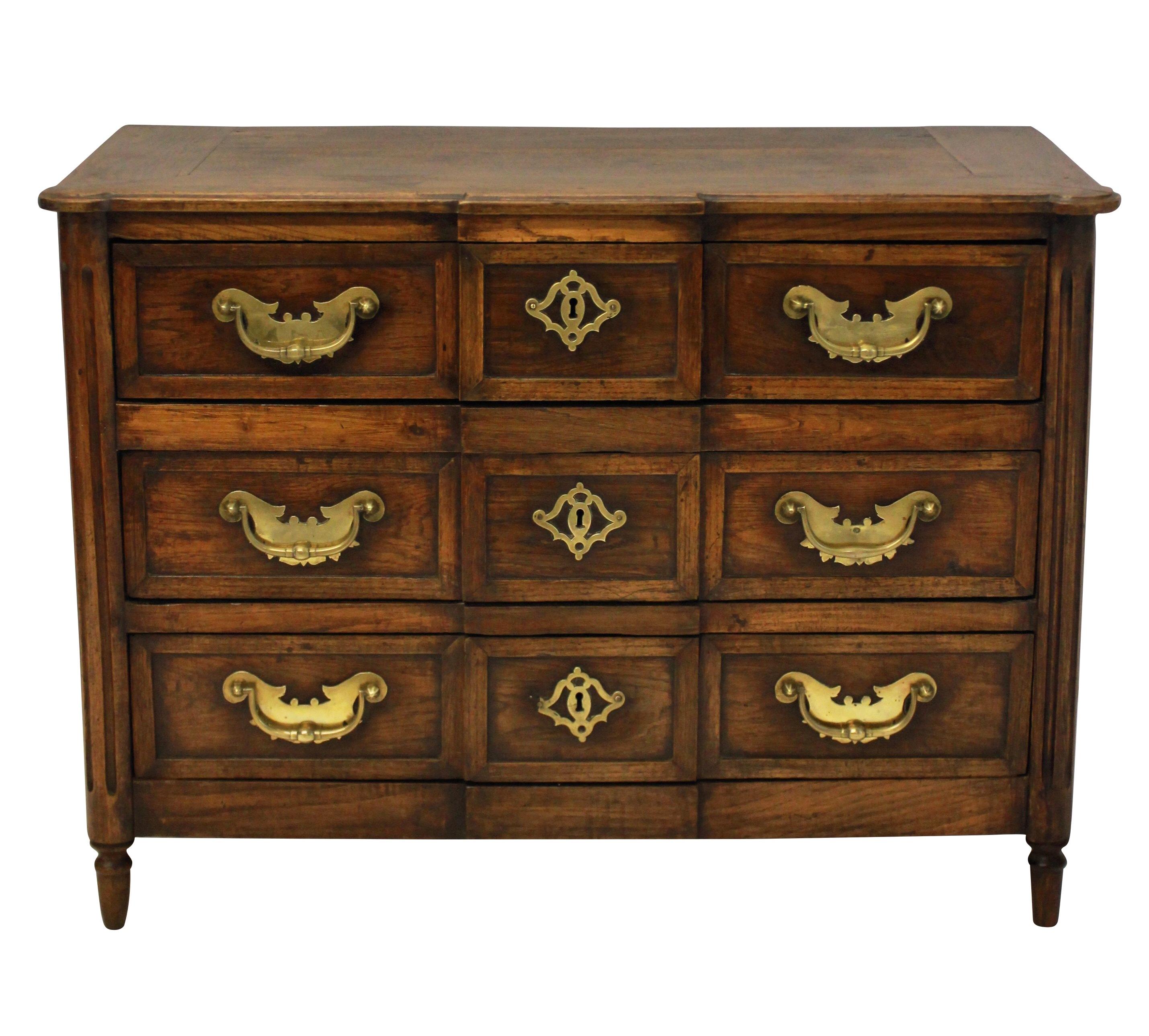 Early 18th Century 18th Century French Provincial Commode in Oak with Fine Metal Work