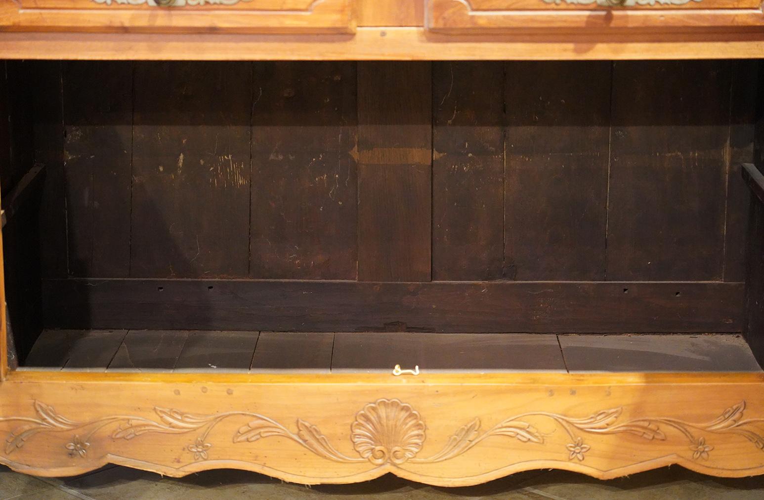 18th Century French Provincial Extra Long Carved Cherry Wood Buffet or Enfilade 3
