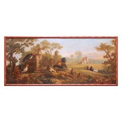 18th Century French Provincial Farmyard Painting with Roosters and Hens