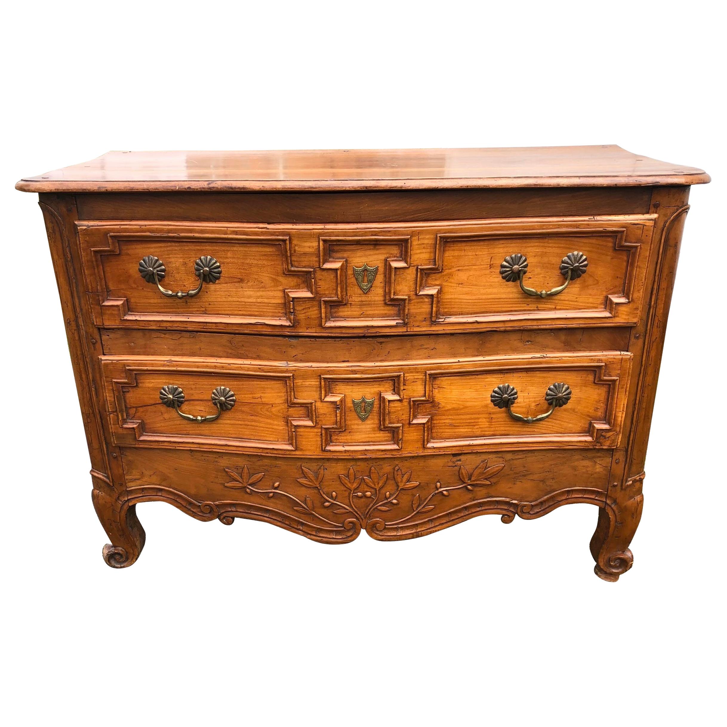 18th Century French Provincial Fruitwood 2-Drawer Commode