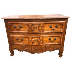 18th Century French Provincial Fruitwood 2-Drawer Commode