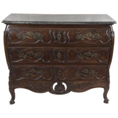 18th Century French Provincial Louis XV Carved Walnut Bombe Commode