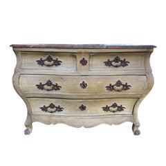 18th Century French Provincial Louis XV Style Bombe Painted Commode, Faux Marble