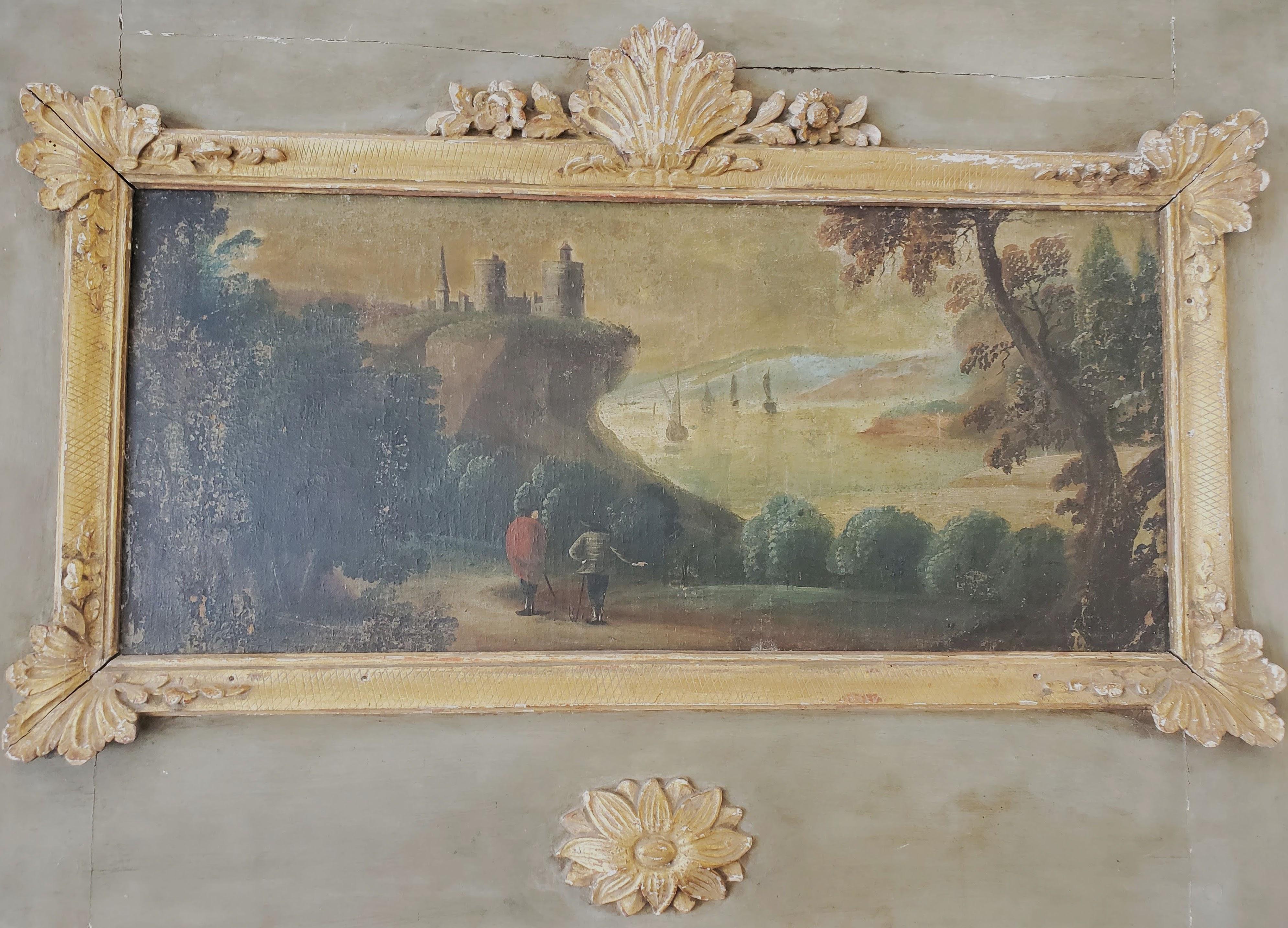 18th Century French Provincial Louis XVI Period Trumeau Mirror 1