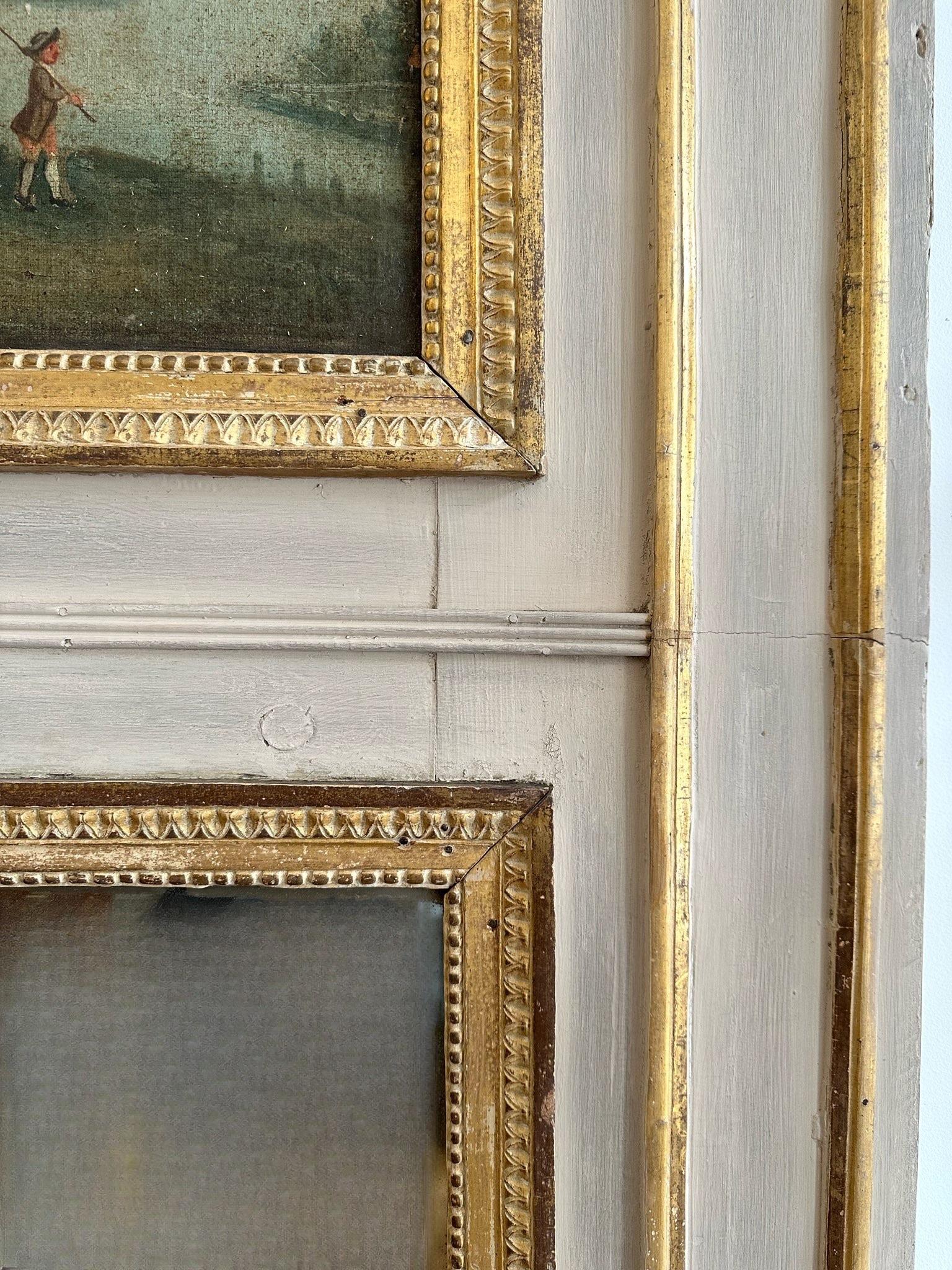 18th Century French Provincial Louis XVI Period Trumeau Mirror 1