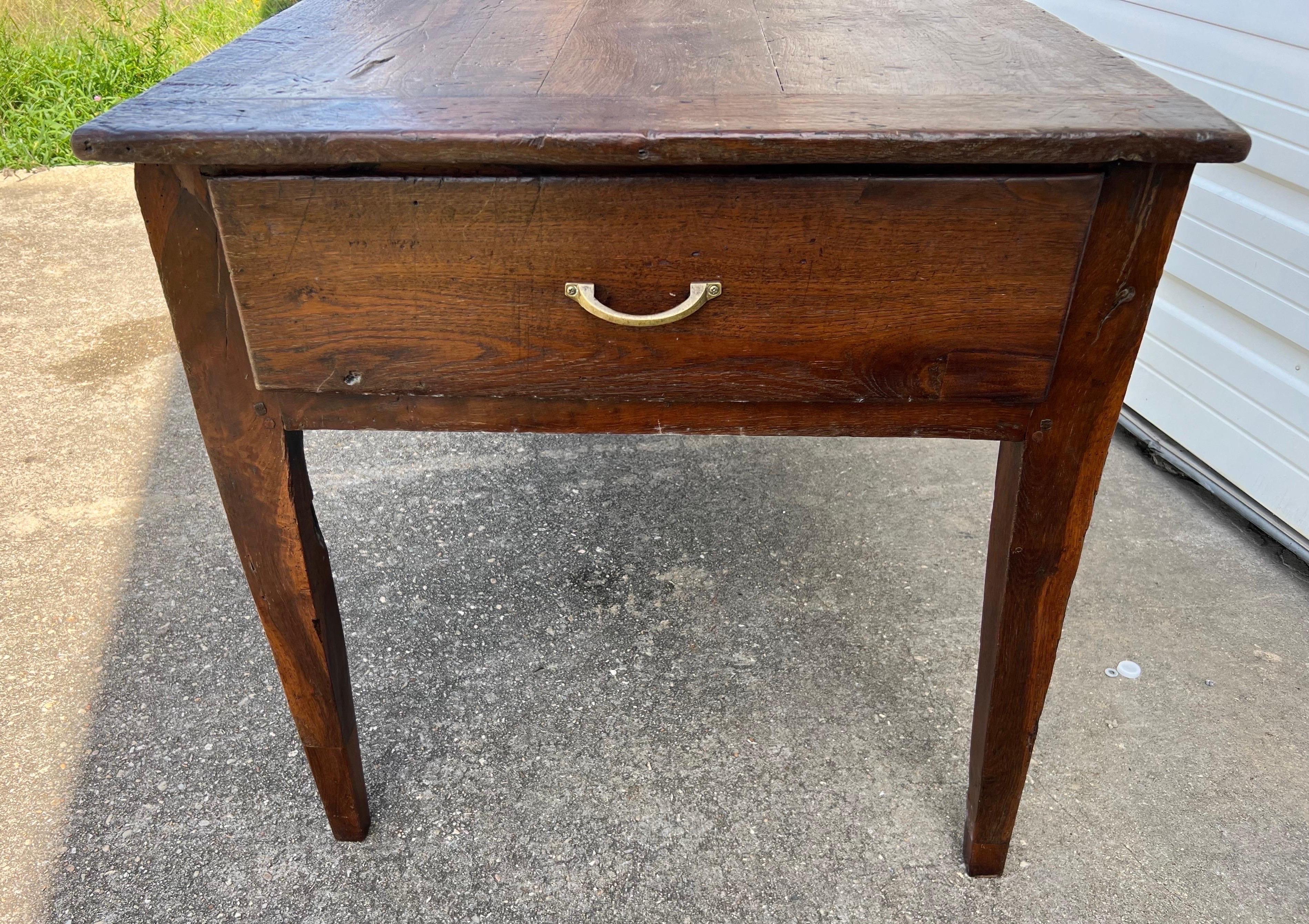 18th Century, French Provincial Oak and Cherry Farm Table with Drawers  For Sale 1