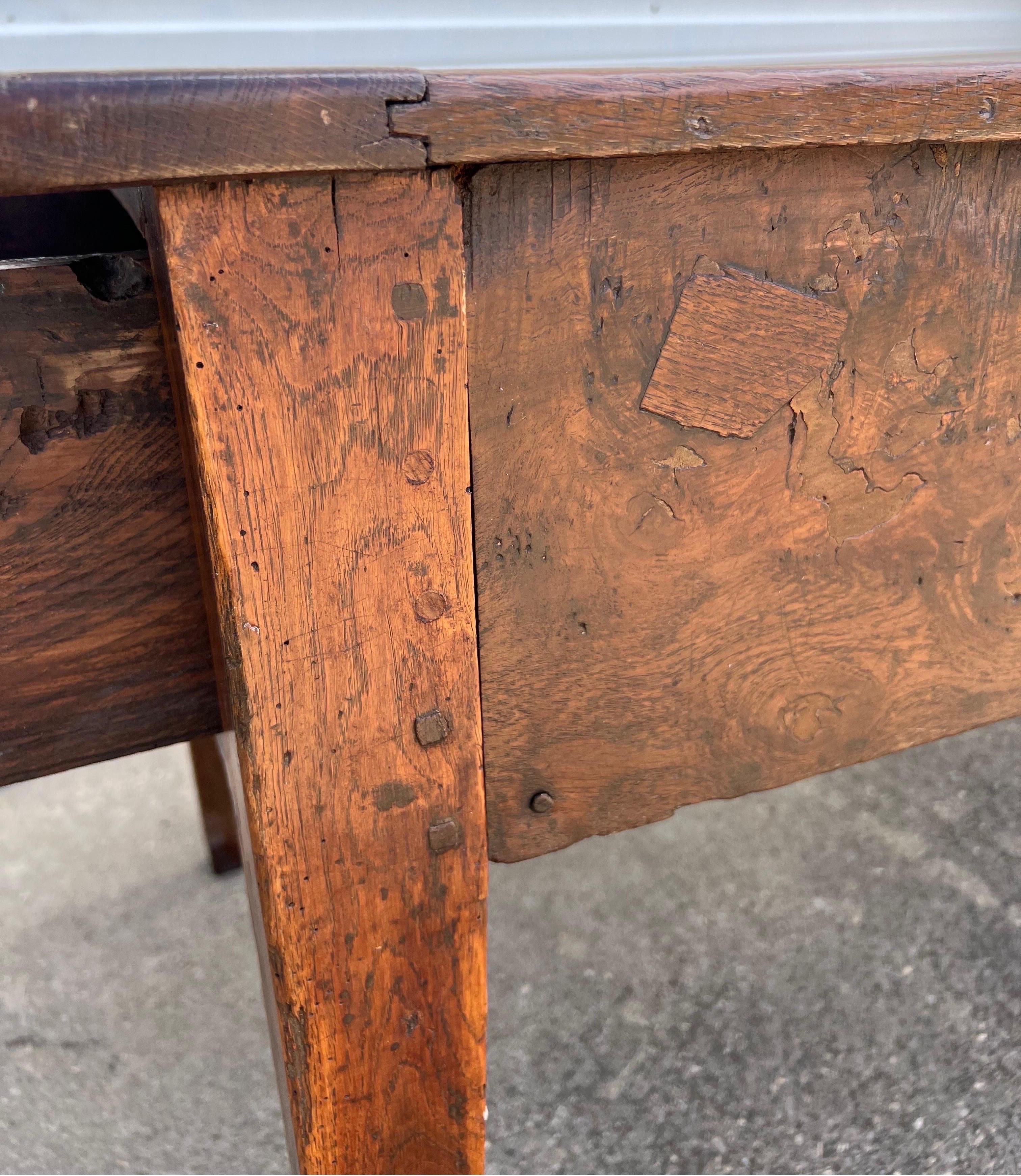 18th Century, French Provincial Oak and Cherry Farm Table with Drawers  For Sale 4