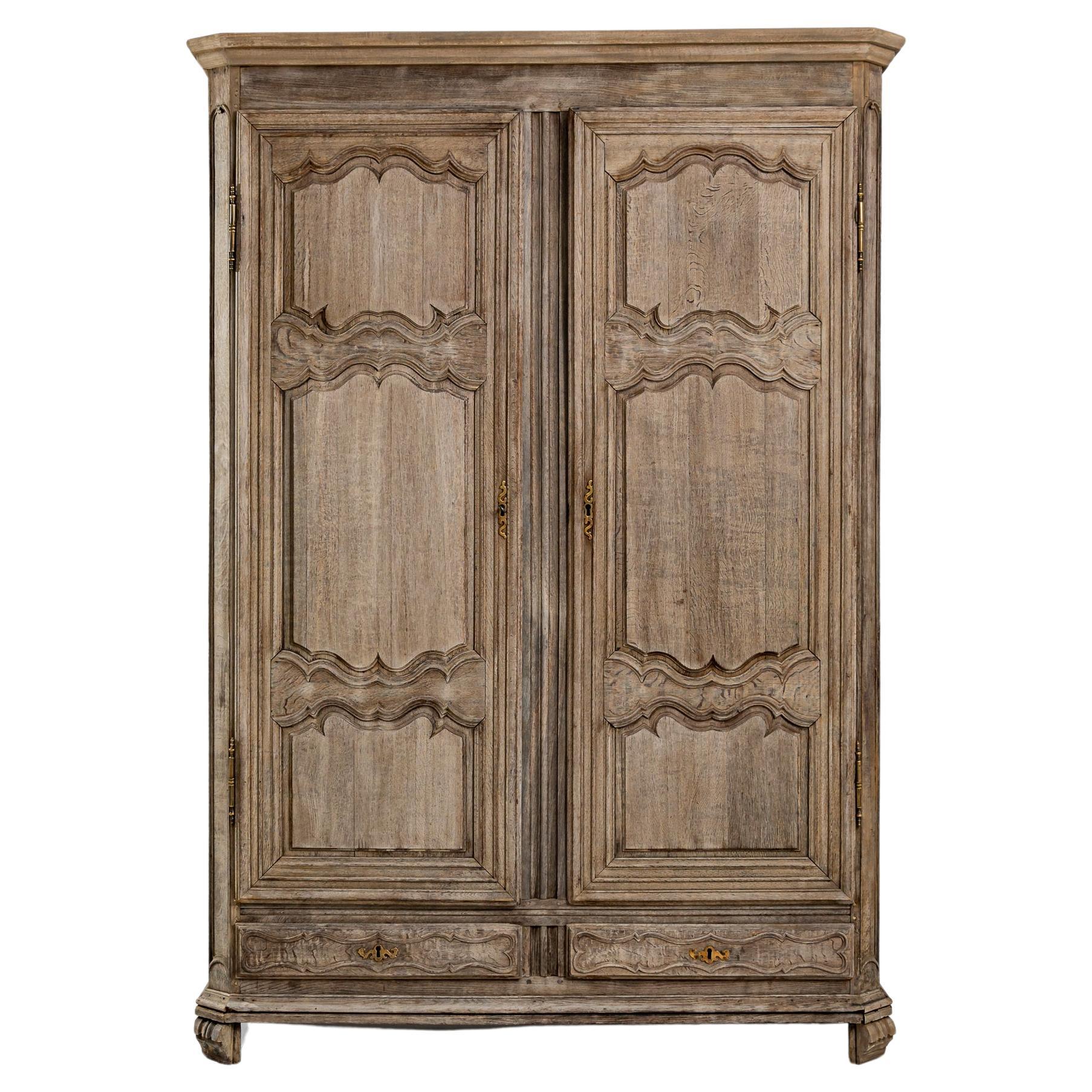 18th Century French Provincial Oak Armoire  For Sale