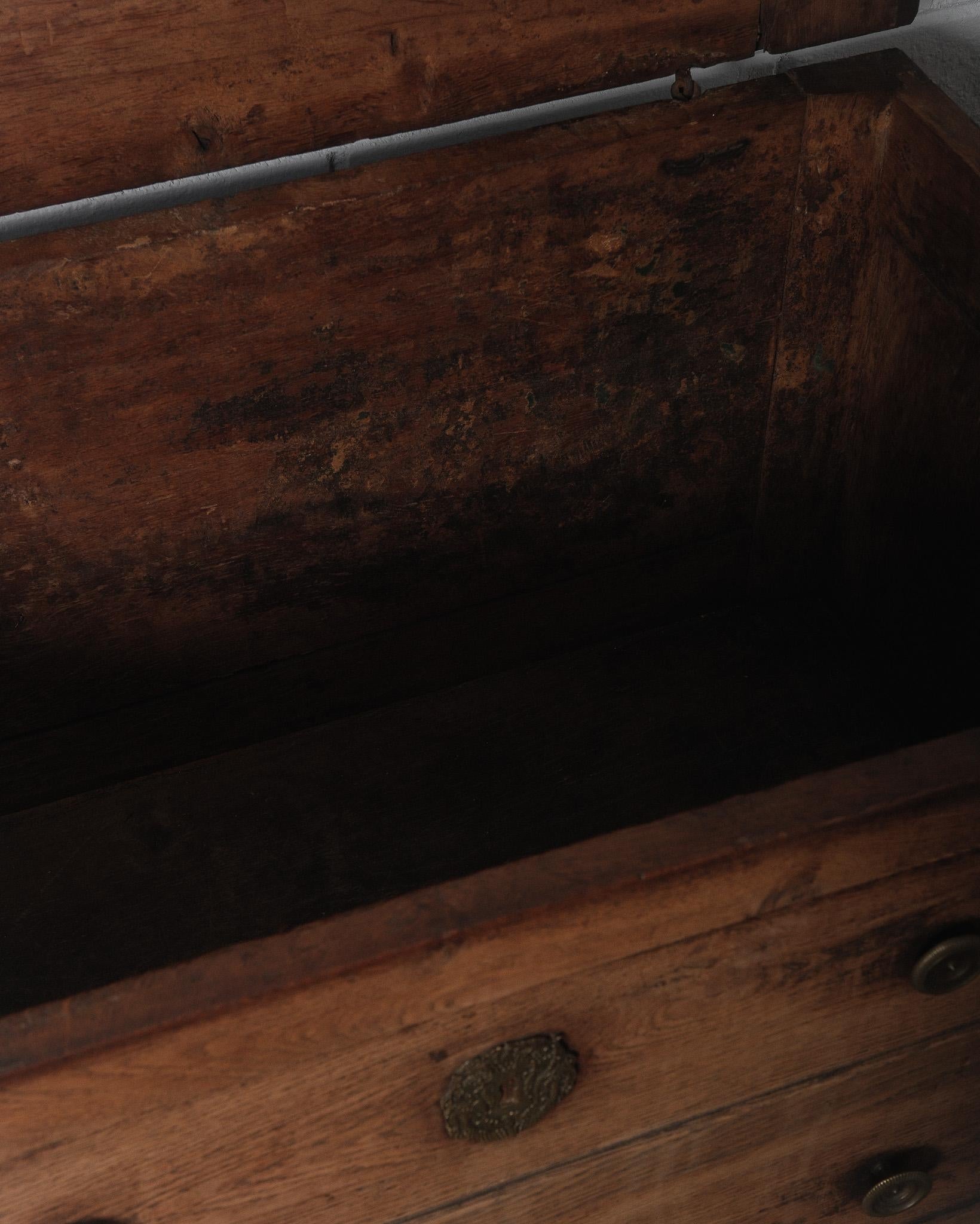 18th Century French Provincial Oak Coffer Chest with Drawers For Sale 4