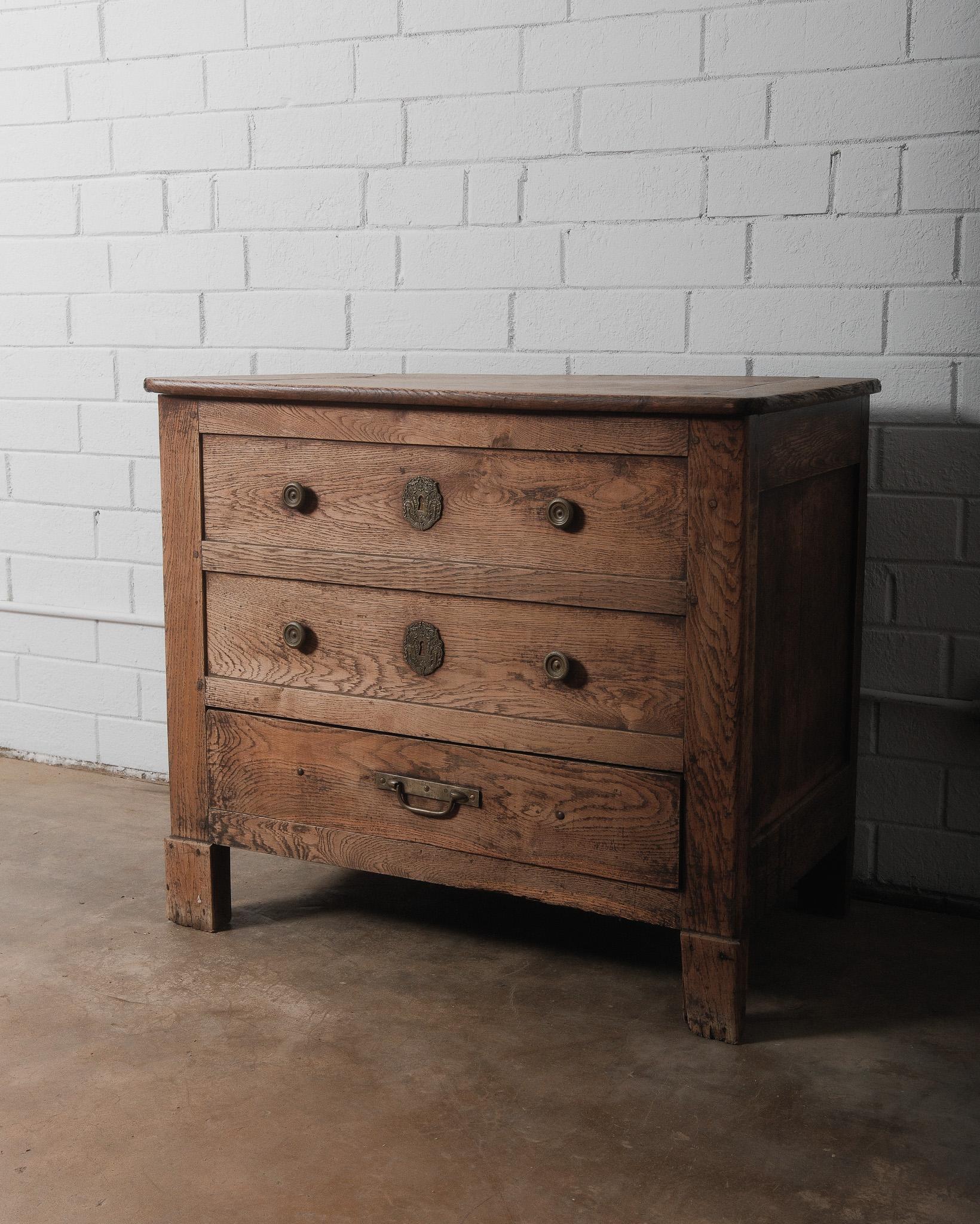 European 18th Century French Provincial Oak Coffer Chest with Drawers For Sale