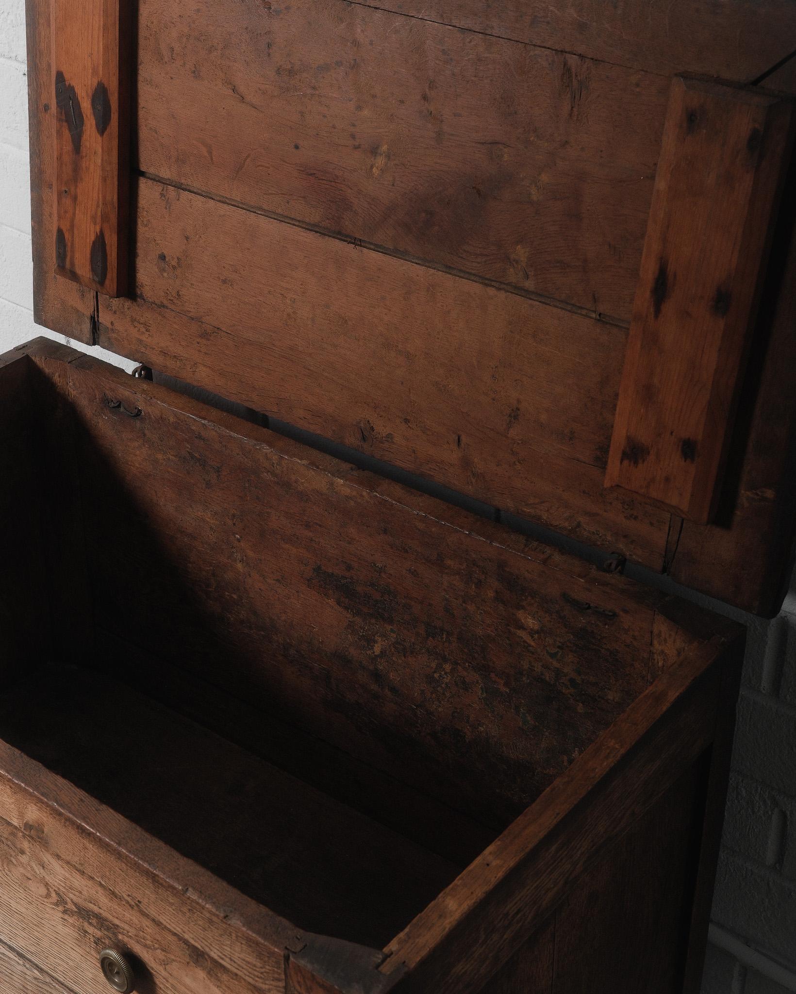 Wood 18th Century French Provincial Oak Coffer Chest with Drawers For Sale