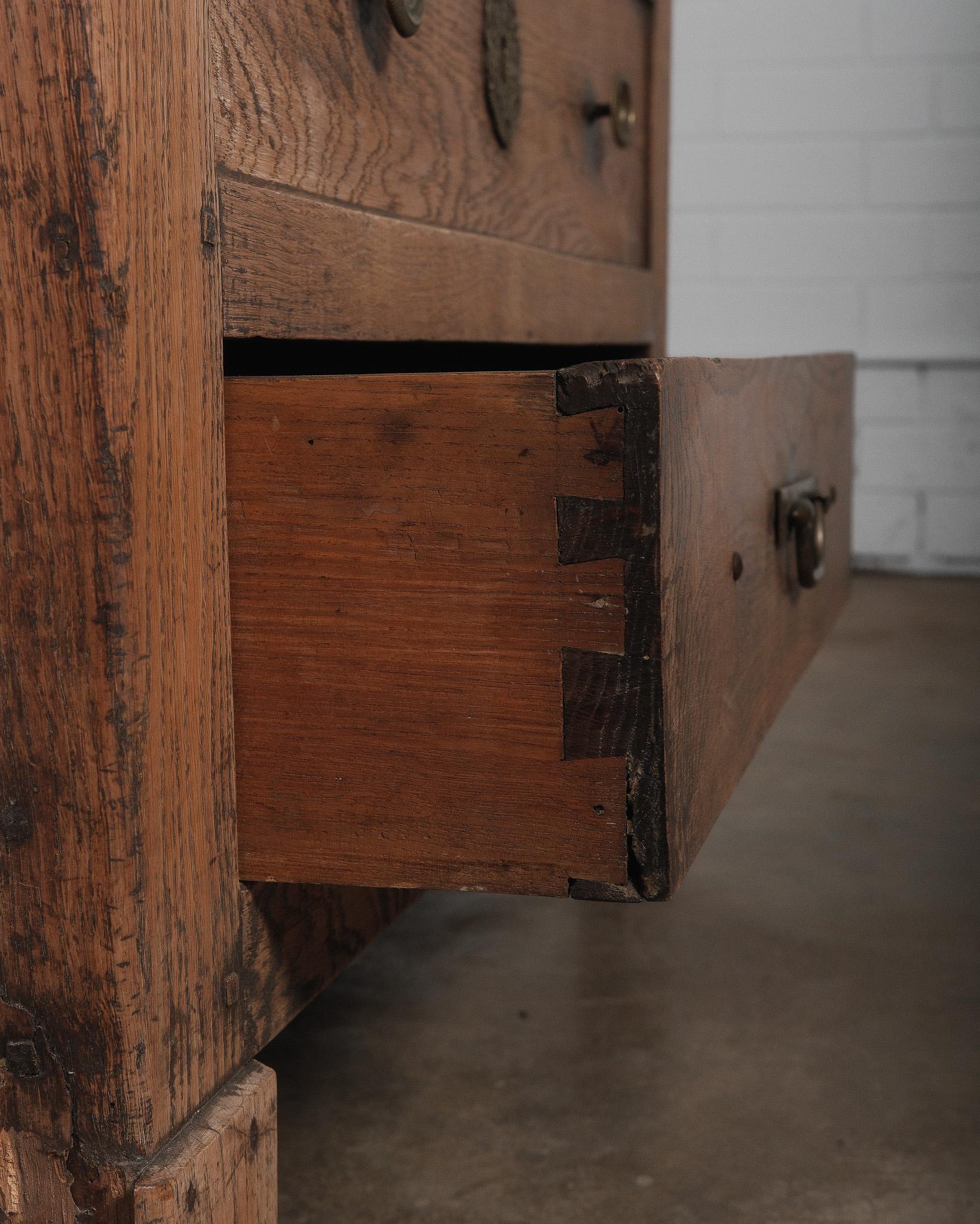18th Century French Provincial Oak Coffer Chest with Drawers For Sale 2
