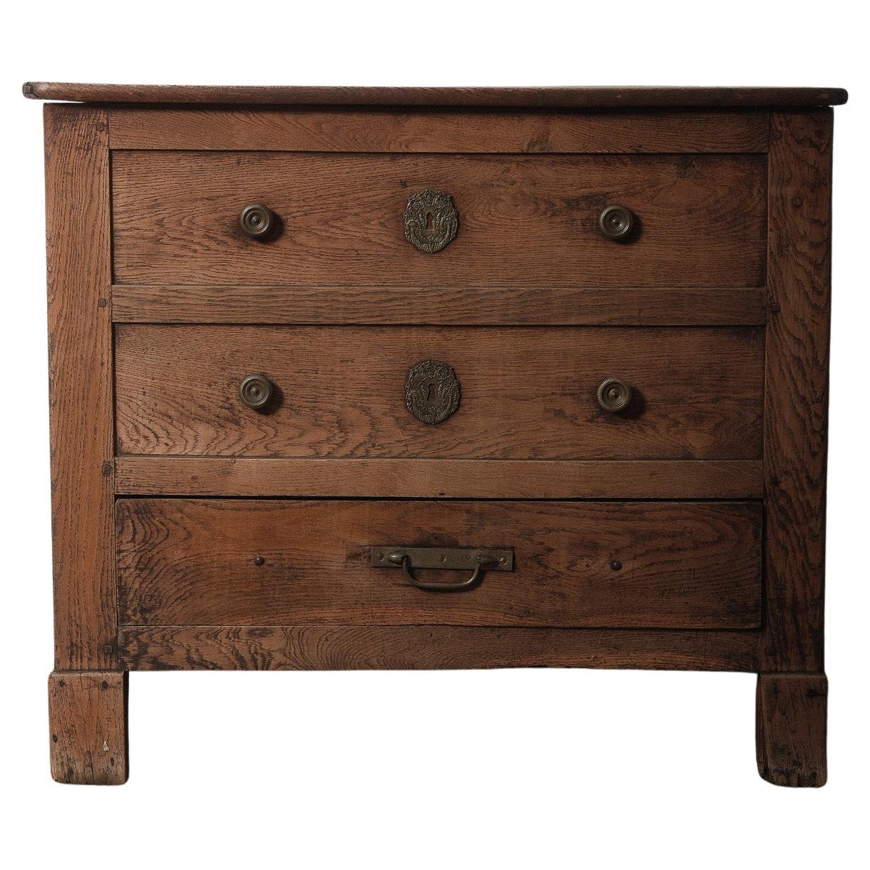 18th Century French Provincial Oak Coffer Chest with Drawers For Sale
