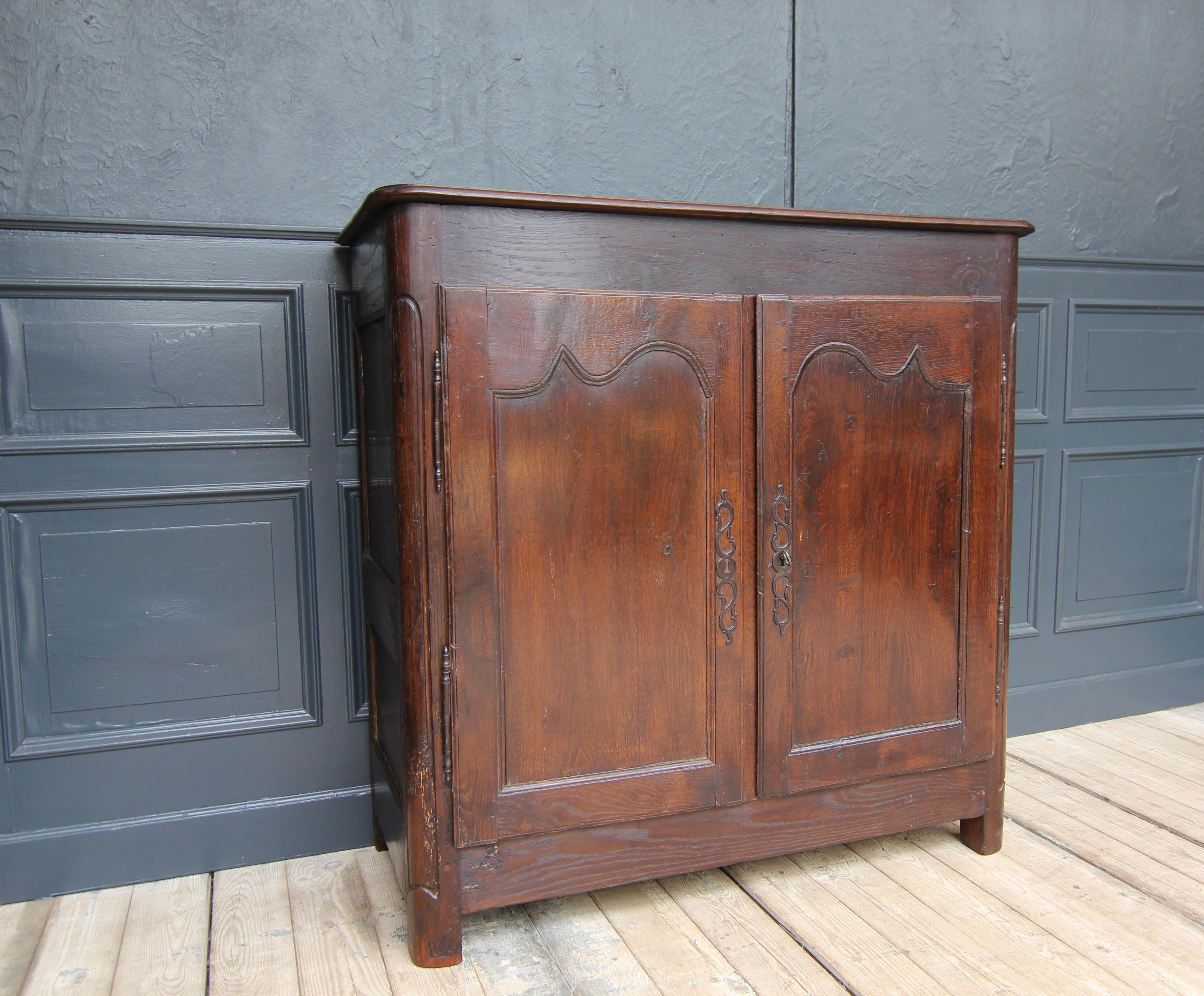 Iron 18th Century French Provincial Oak Cupboard or Cabinet For Sale