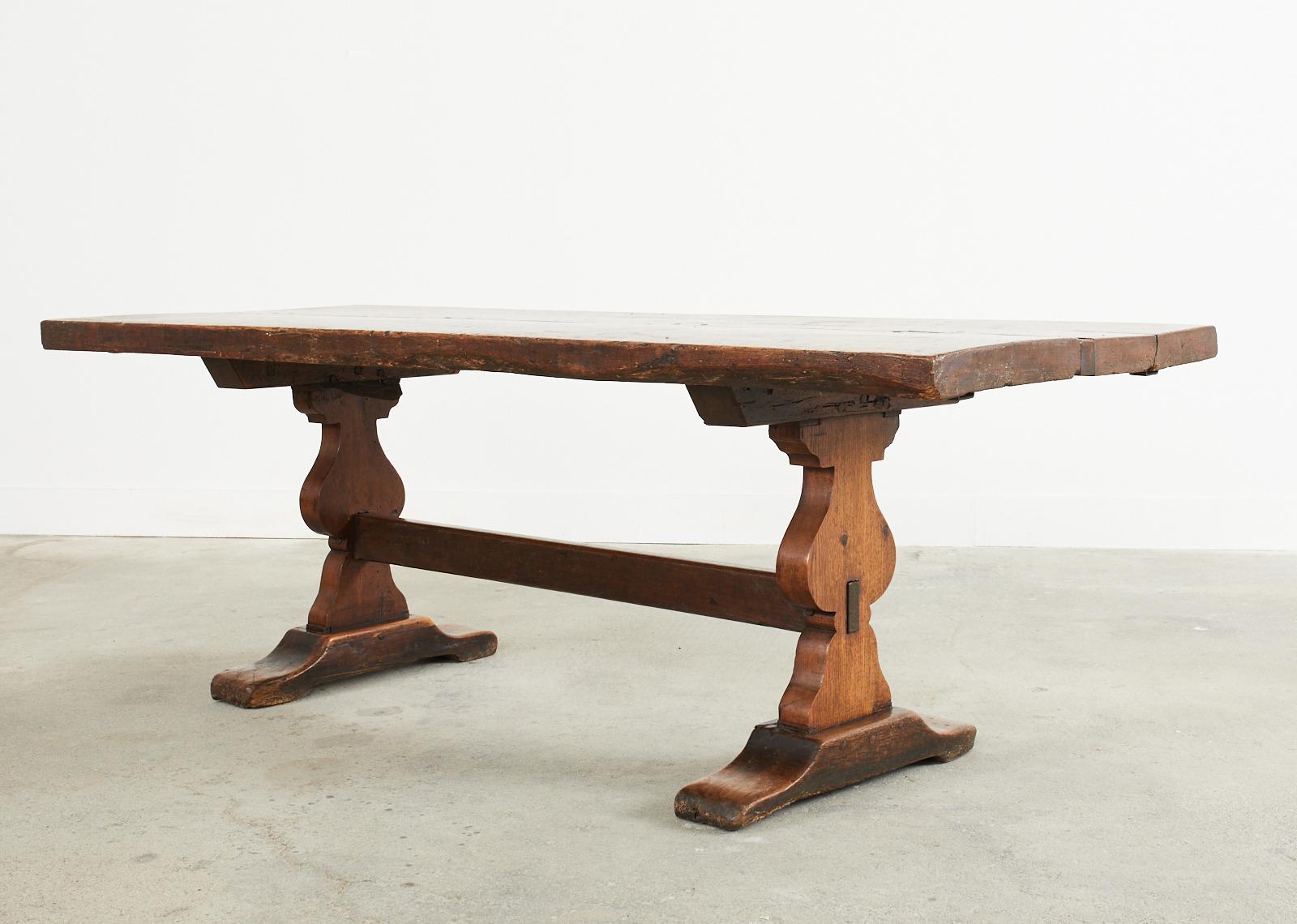 18th Century French Provincial Oak Farmhouse Trestle Dining Table 10